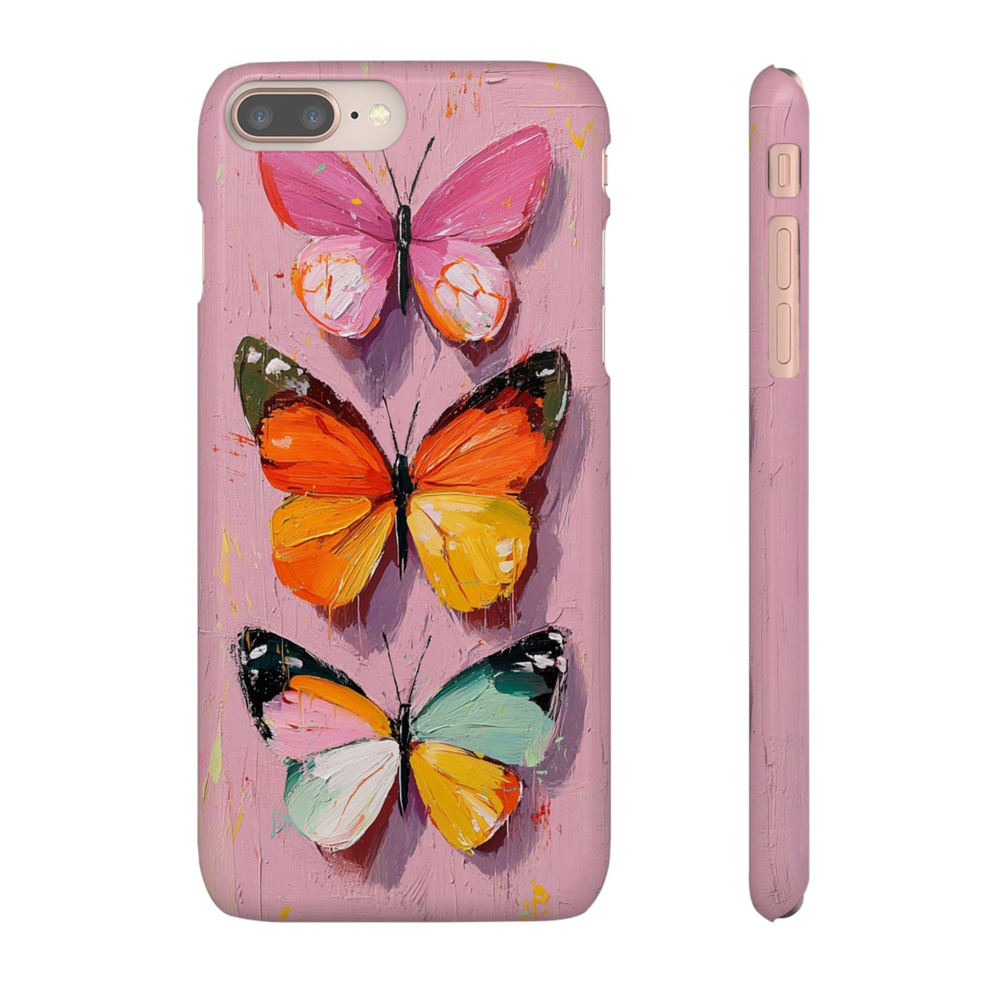 Pink Butterfly Snap Case Cover For iPhone and Samsung