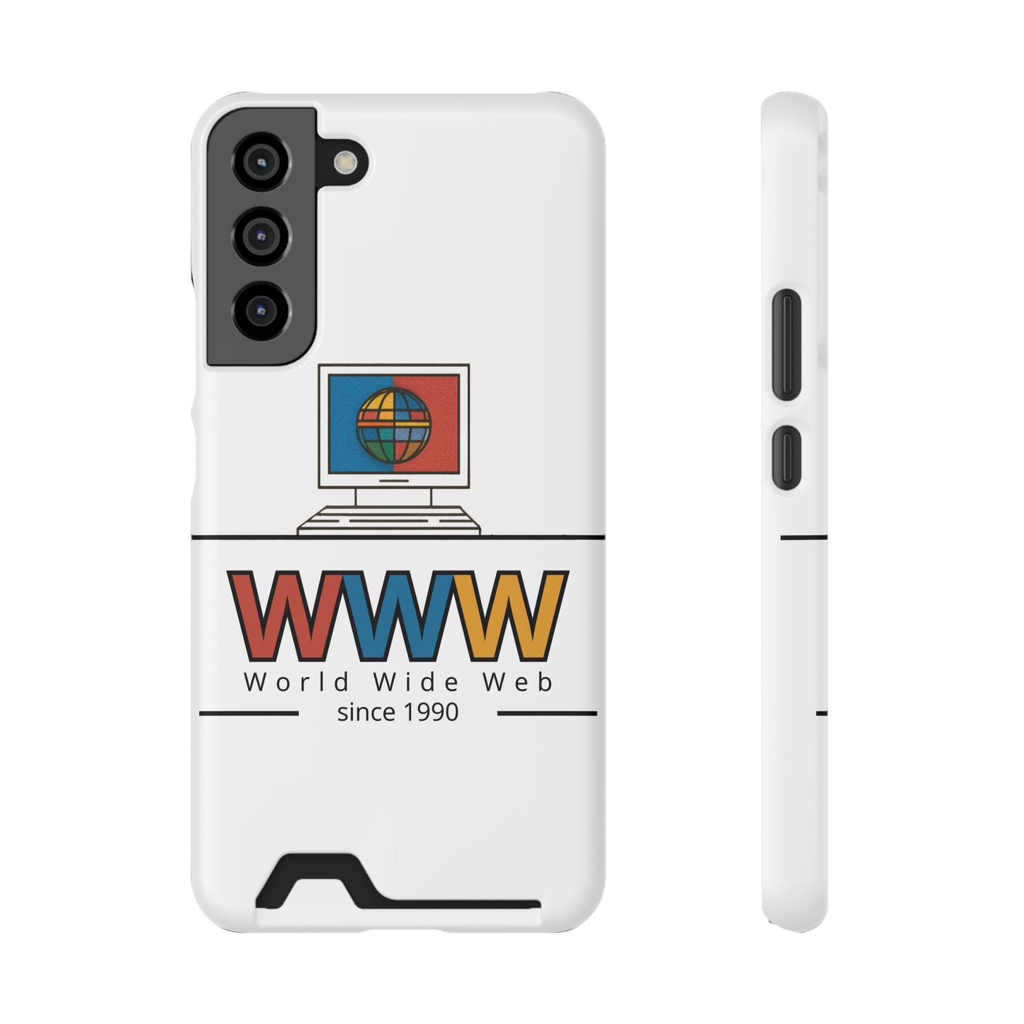 Retro Phone Case with Card Holder - World Wide Web Design, Geek Gift, Tech Accessory, Vintage Style, Personalized Phone Cover