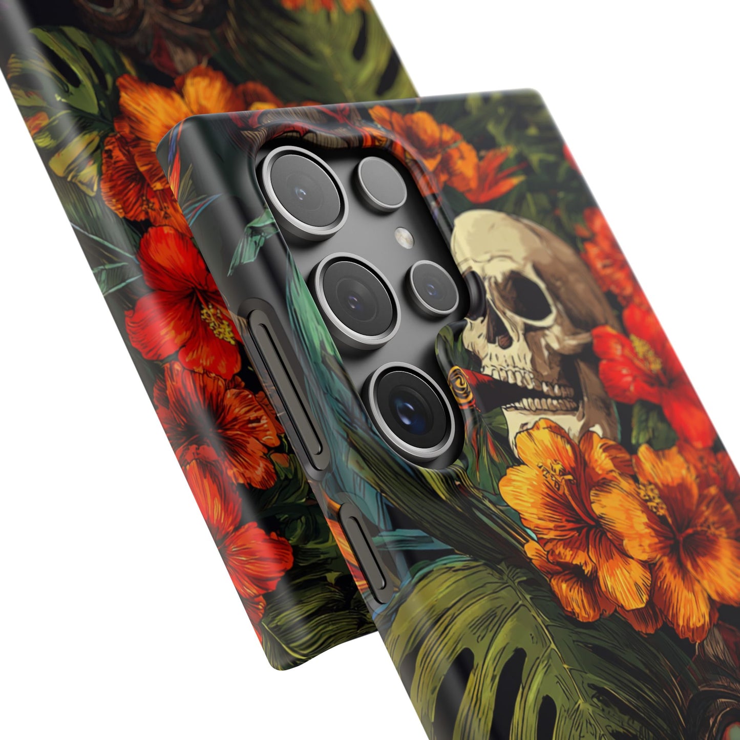 Tropical Skull Phone Case - Vibrant Floral Design, Skull Case for iPhone, Unique Tropical Art, Gift for Beach Lovers, Halloween Decor