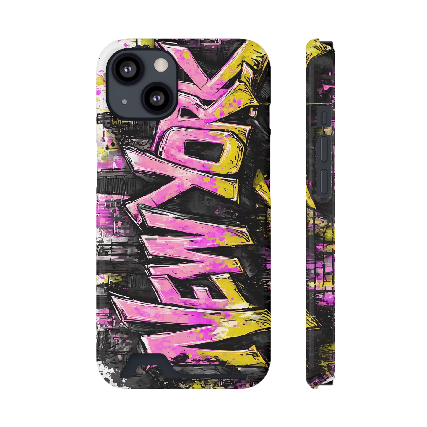 Urban Graffiti Phone Case with Card Holder, NY Street Art Phone Protection, Trendy Accessory, Gifts for City Lovers, Unique Tech Gift