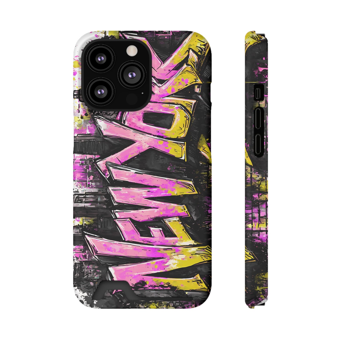 Urban Graffiti Phone Case with Card Holder, NY Street Art Phone Protection, Trendy Accessory, Gifts for City Lovers, Unique Tech Gift