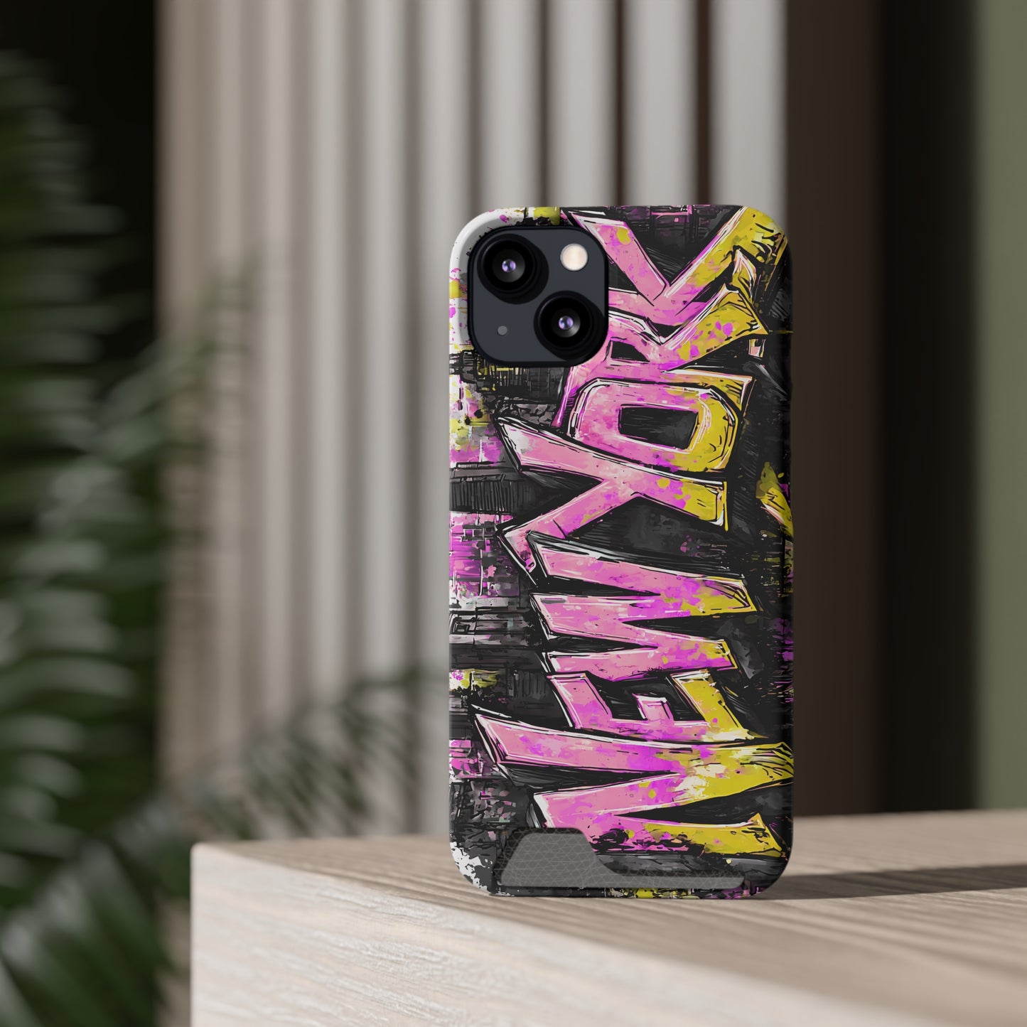 Urban Graffiti Phone Case with Card Holder, NY Street Art Phone Protection, Trendy Accessory, Gifts for City Lovers, Unique Tech Gift