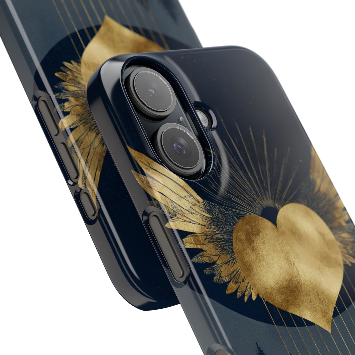 Elegant heart and golden wings snap case with romantic artistic design as a protective phone cover