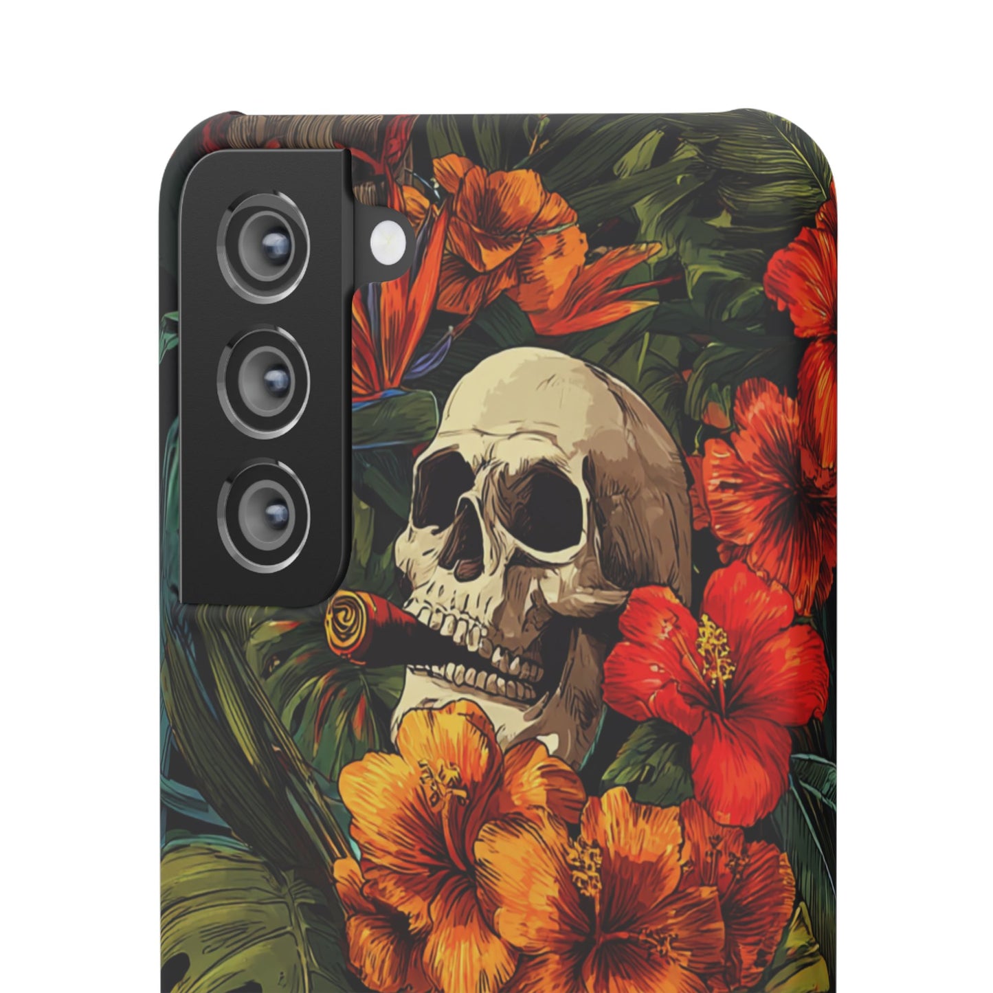 Tropical Skull Phone Case - Vibrant Floral Design, Skull Case for iPhone, Unique Tropical Art, Gift for Beach Lovers, Halloween Decor