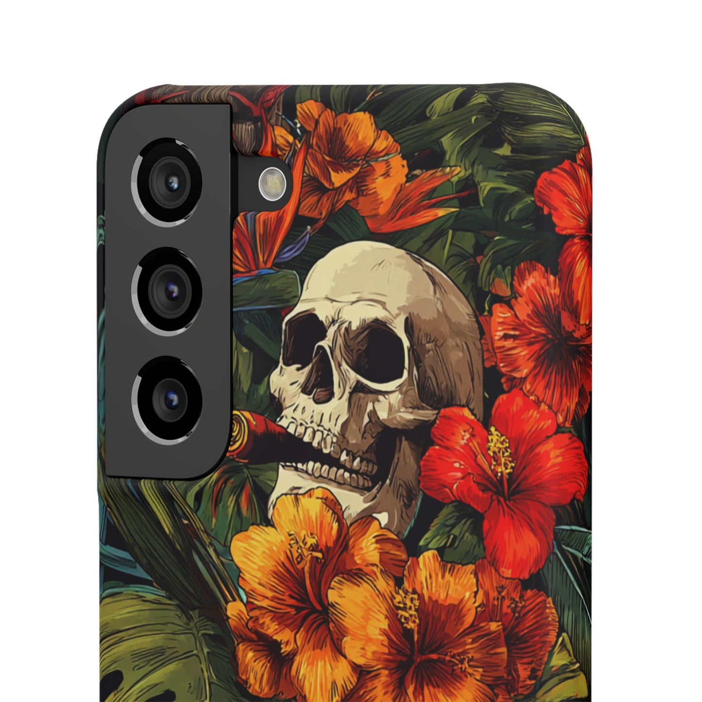 Tropical Skull Phone Case - Vibrant Floral Design, Skull Case for iPhone, Unique Tropical Art, Gift for Beach Lovers, Halloween Decor