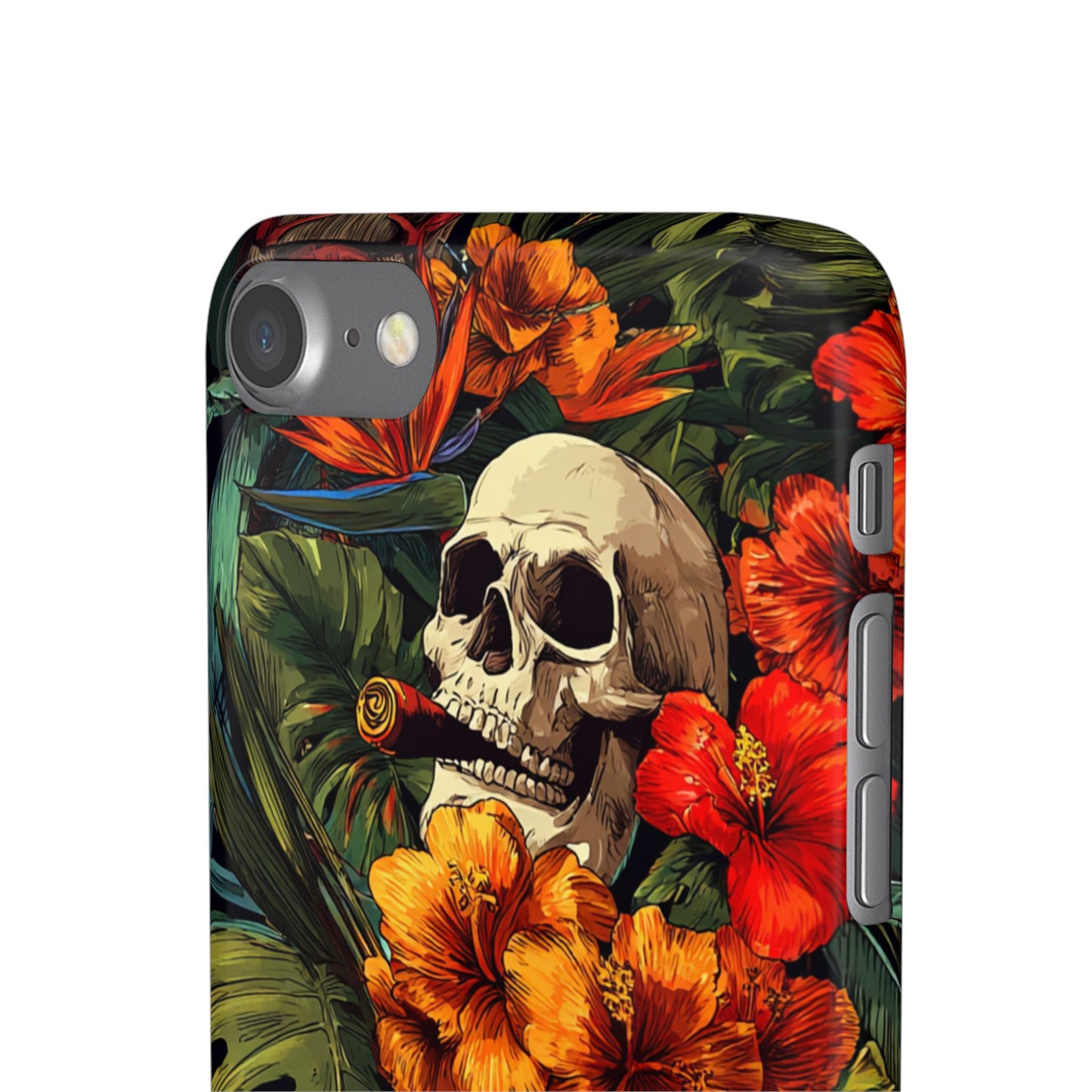 Tropical Skull Phone Case - Vibrant Floral Design, Skull Case for iPhone, Unique Tropical Art, Gift for Beach Lovers, Halloween Decor