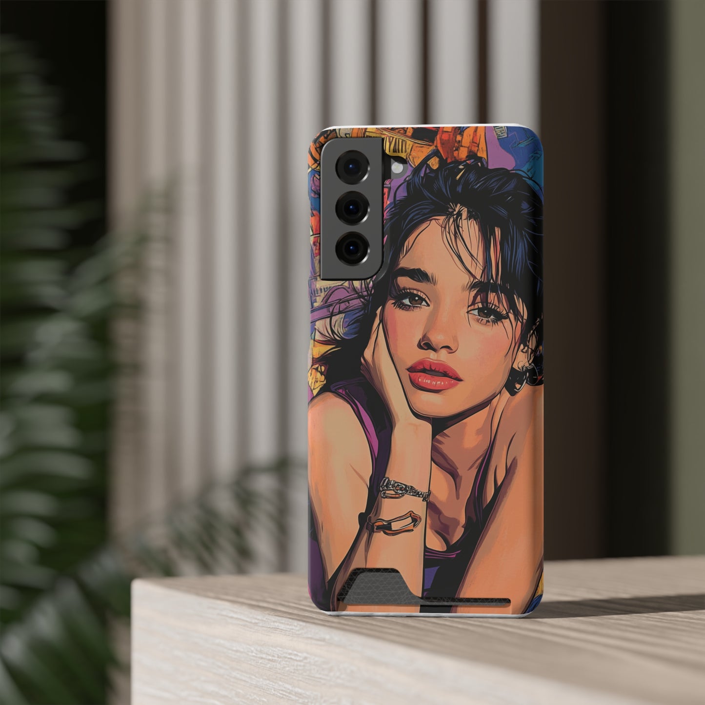 Vibrant Phone Case with Card Holder - Artistic Design for Fashion Lovers, Perfect Gift for Birthdays, Holidays, and Everyday Use