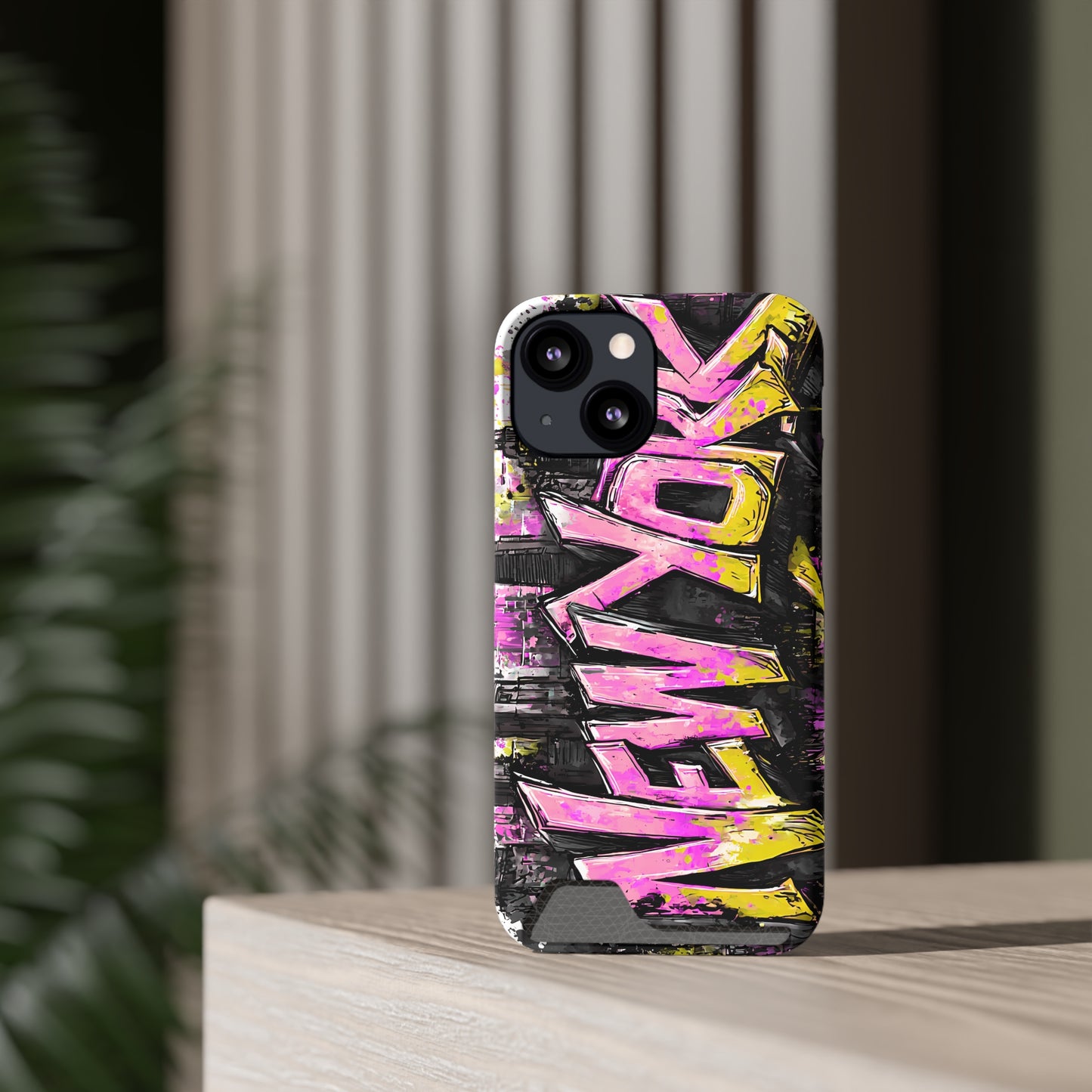 Urban Graffiti Phone Case with Card Holder, NY Street Art Phone Protection, Trendy Accessory, Gifts for City Lovers, Unique Tech Gift