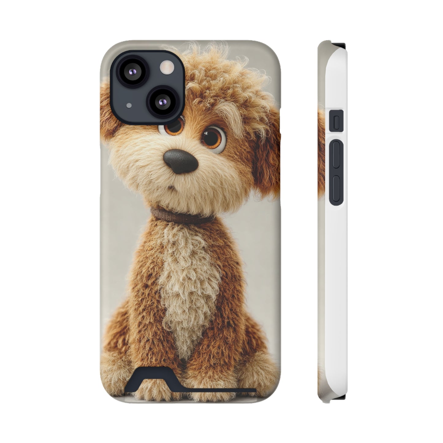 Cute Dog Phone Case With Card Holder, Pet Lover Gift, Stylish Phone Accessory, Dog-Themed Phone Cover, Animal Aesthetic