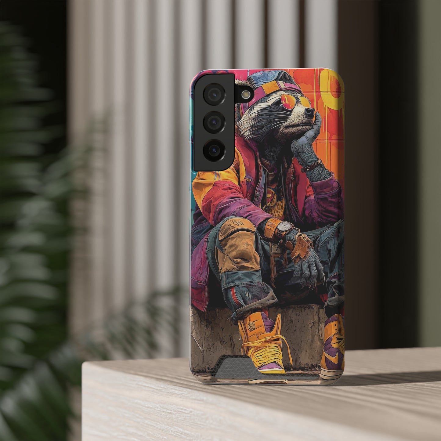Stylish Phone Case With Card Holder, Trendy Mobile Accessory, Urban Art, Perfect Gift for Teens, Cool Gadget for Everyday Use