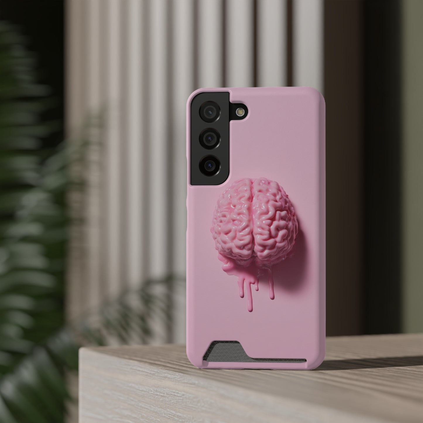 Brain Design Phone Case With Card Holder, Cute Tech Accessory, Unique Gift for Students, Stylish Phone Protection, Valentine's Day, Birthday