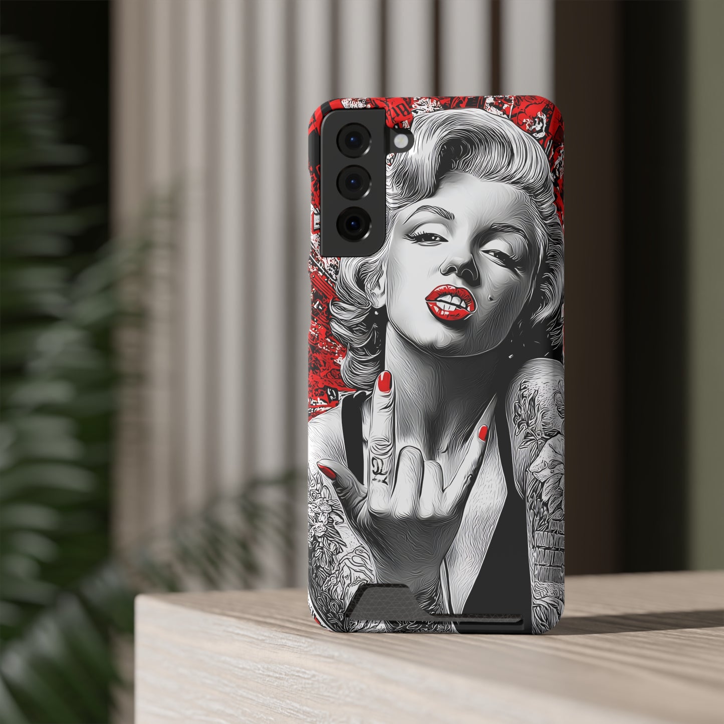 Bold Marilyn Monroe Phone Case with Card Holder, Stylish Phone Cover, Unique Gift for Her, Pop Culture Accessory, Modern Art Decor