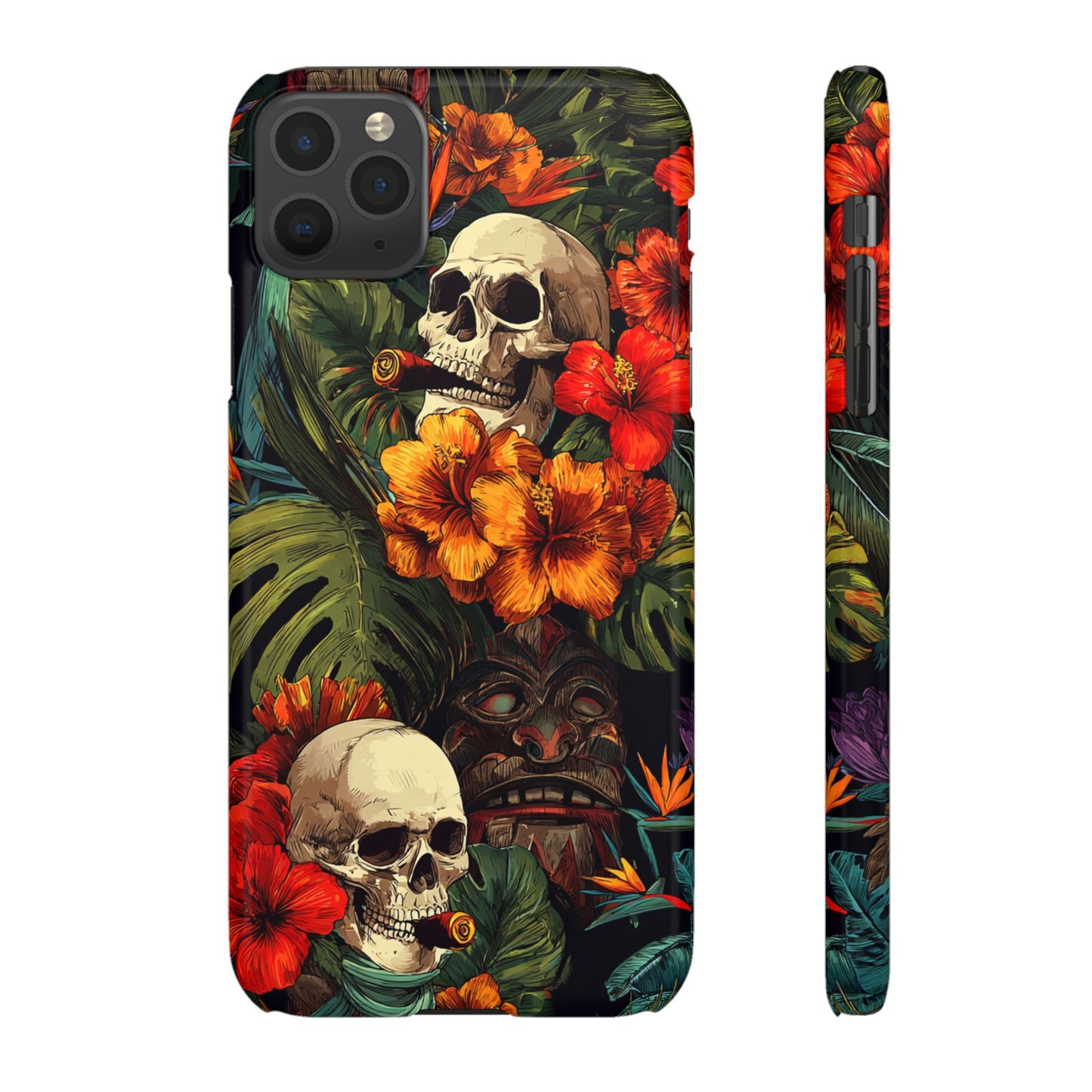Tropical Skull Phone Case - Vibrant Floral Design, Skull Case for iPhone, Unique Tropical Art, Gift for Beach Lovers, Halloween Decor