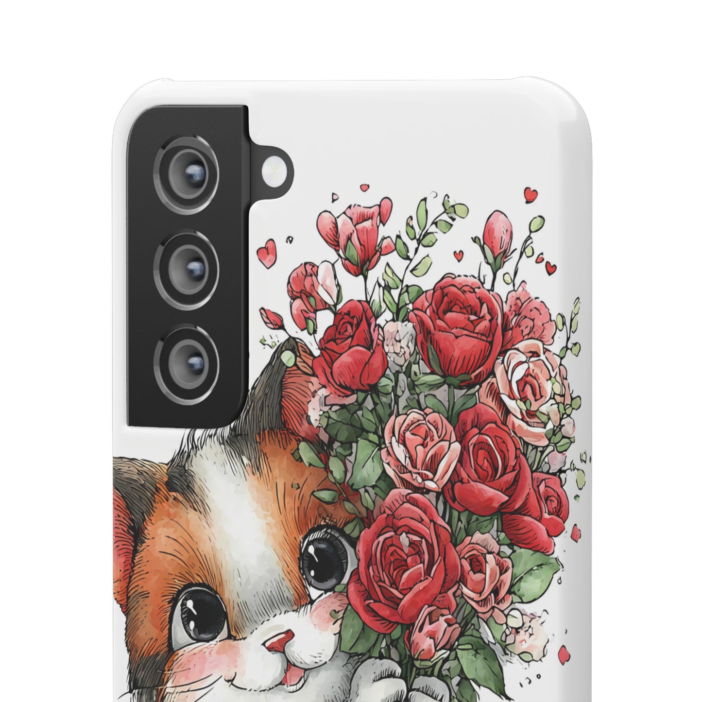 Cute Cat Snap Case with Floral Design, Pet Lovers Gift, Phone Protector for Valentine's Day, Cute Kitty Case, Animal Art Cover