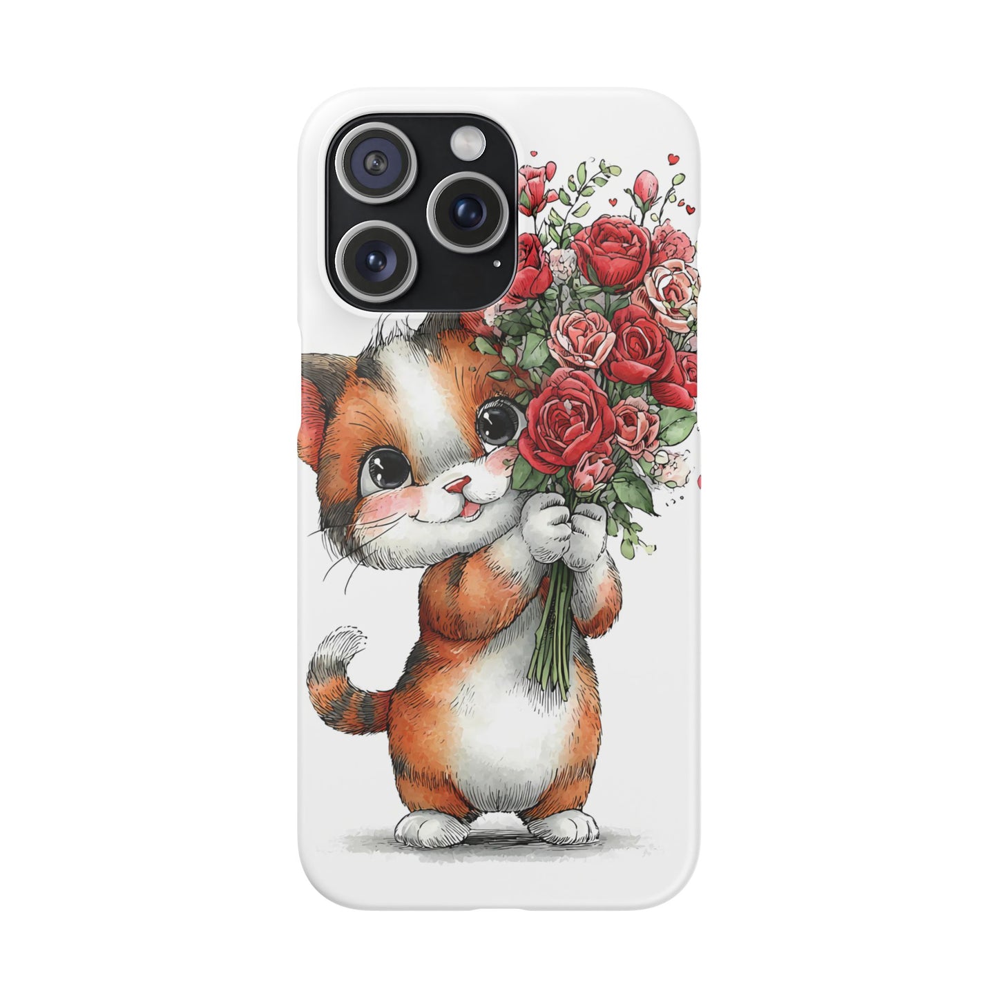 Cute Cat Snap Case with Floral Design, Pet Lovers Gift, Phone Protector for Valentine's Day, Cute Kitty Case, Animal Art Cover