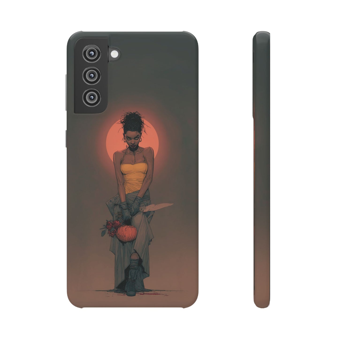 Creepy Vampire Girl Snap Case, Halloween Style iPhone Samsung Cover, Spooky Gothic Phone Accessories, Scary Horror Character Device