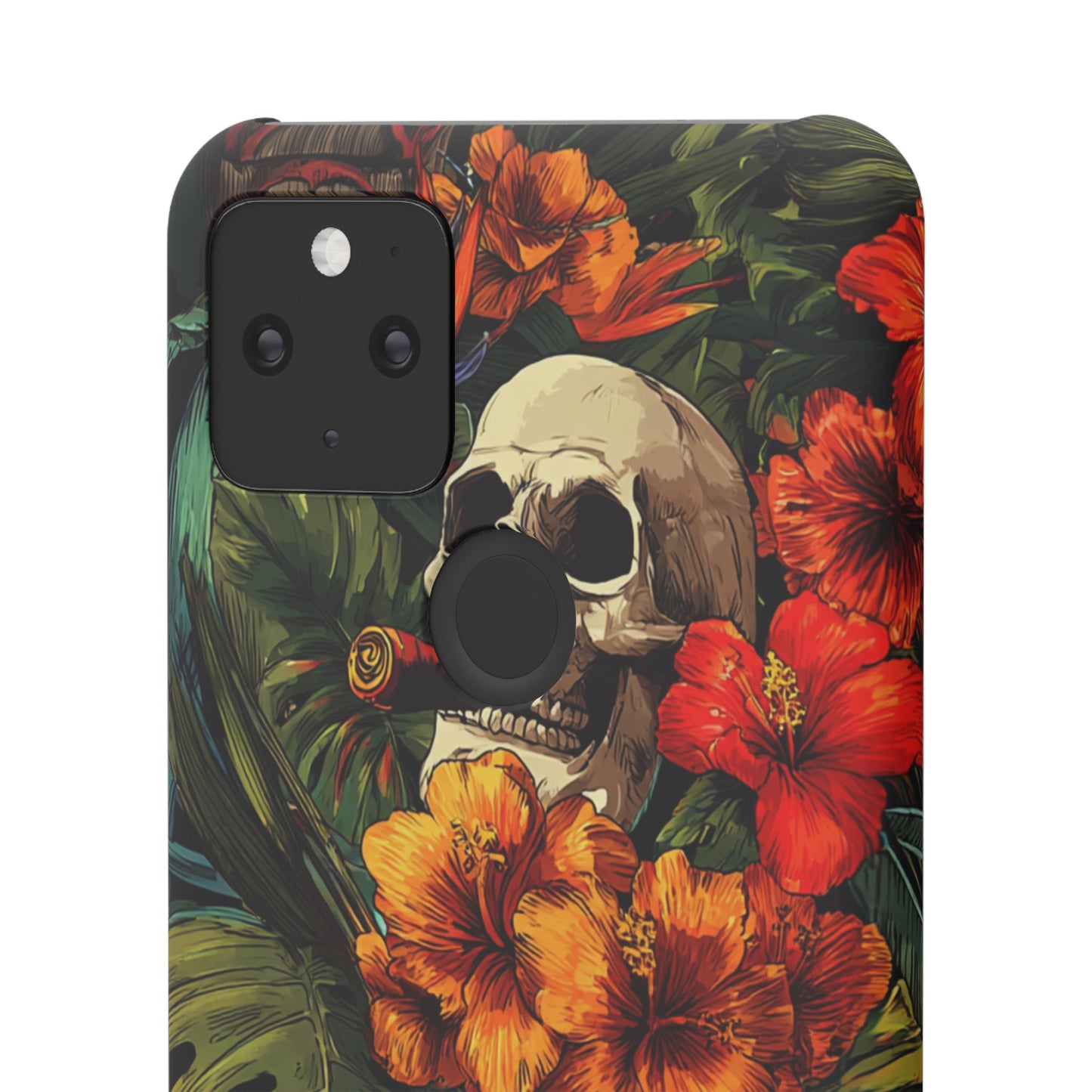Tropical Skull Phone Case - Vibrant Floral Design, Skull Case for iPhone, Unique Tropical Art, Gift for Beach Lovers, Halloween Decor