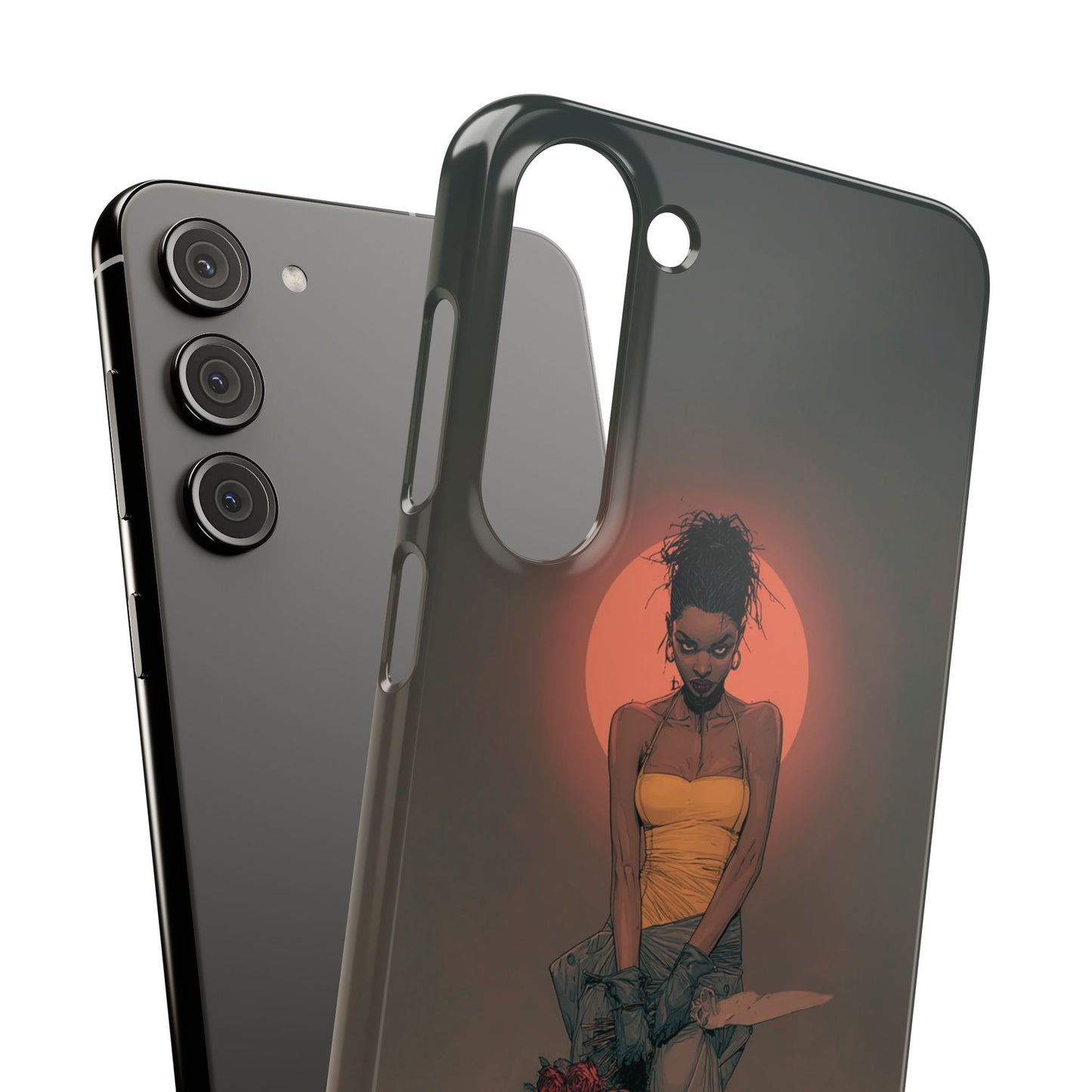 Creepy Vampire Girl Snap Case, Halloween Style iPhone Samsung Cover, Spooky Gothic Phone Accessories, Scary Horror Character Device
