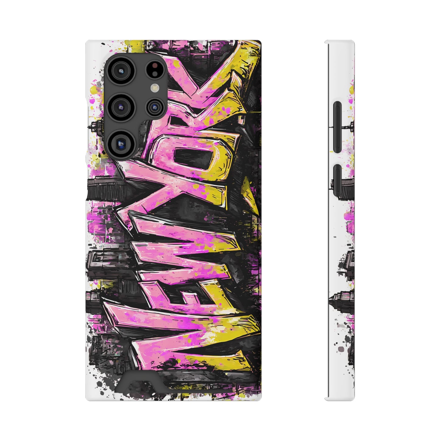 Urban Graffiti Phone Case with Card Holder, NY Street Art Phone Protection, Trendy Accessory, Gifts for City Lovers, Unique Tech Gift