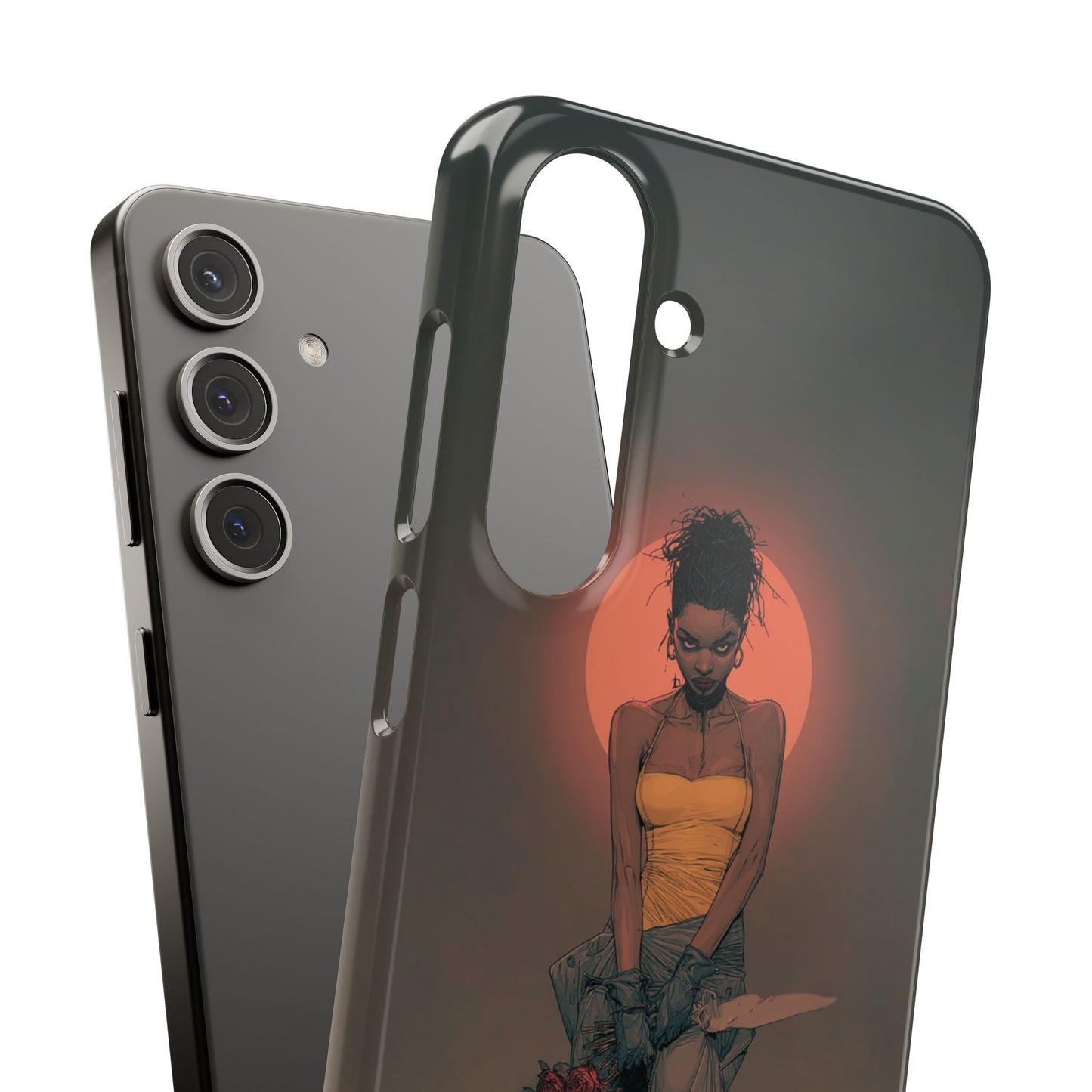 Creepy Vampire Girl Snap Case, Halloween Style iPhone Samsung Cover, Spooky Gothic Phone Accessories, Scary Horror Character Device