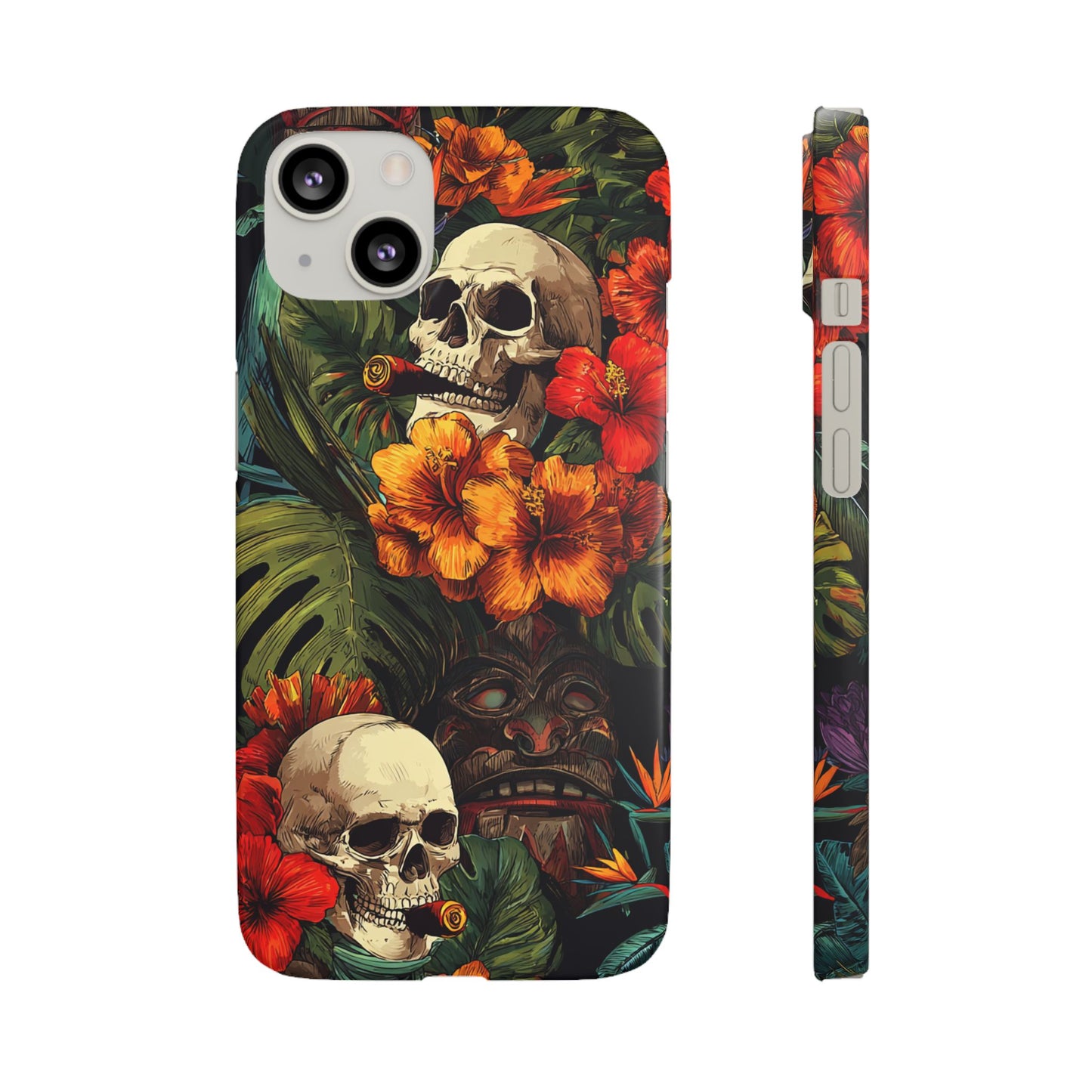 Tropical Skull Phone Case - Vibrant Floral Design, Skull Case for iPhone, Unique Tropical Art, Gift for Beach Lovers, Halloween Decor