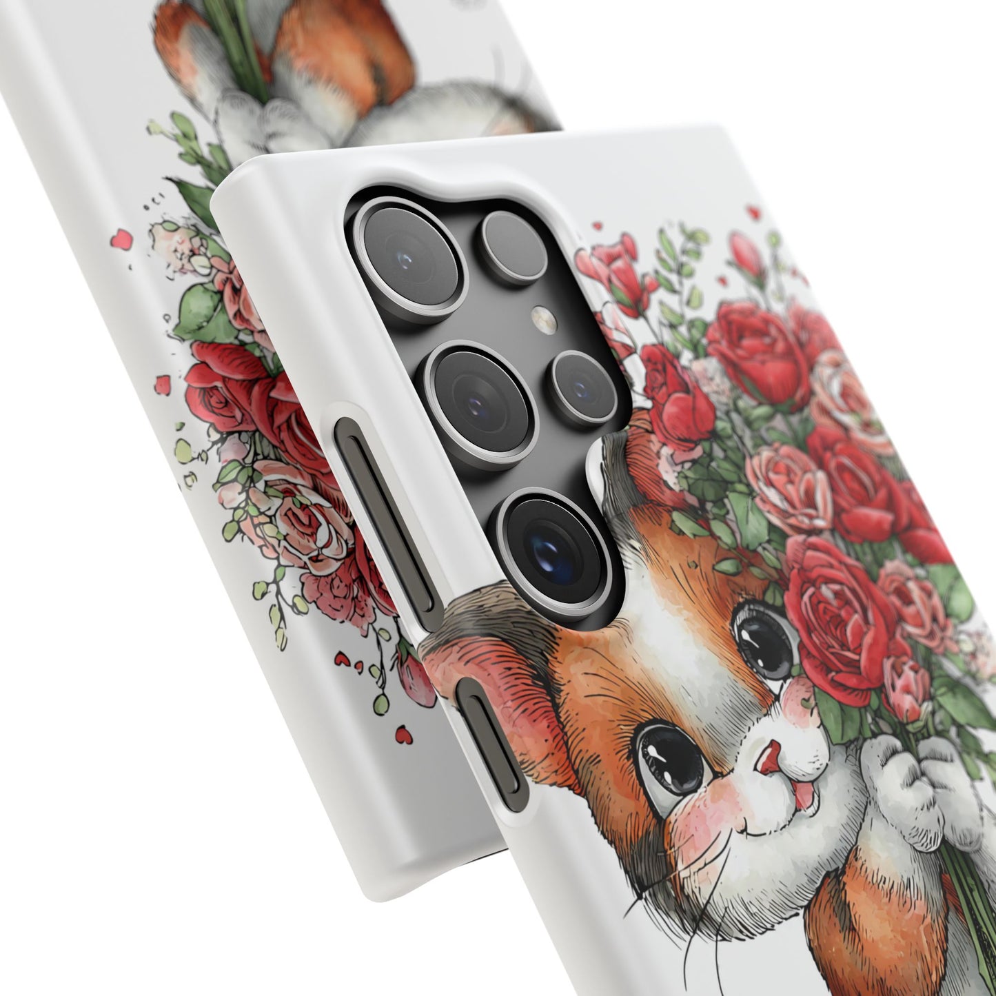 Cute Cat Snap Case with Floral Design, Pet Lovers Gift, Phone Protector for Valentine's Day, Cute Kitty Case, Animal Art Cover
