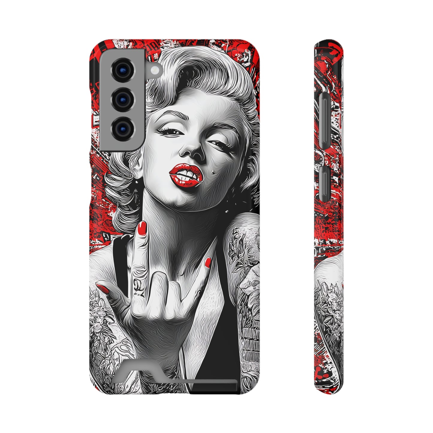 Bold Marilyn Monroe Phone Case with Card Holder, Stylish Phone Cover, Unique Gift for Her, Pop Culture Accessory, Modern Art Decor