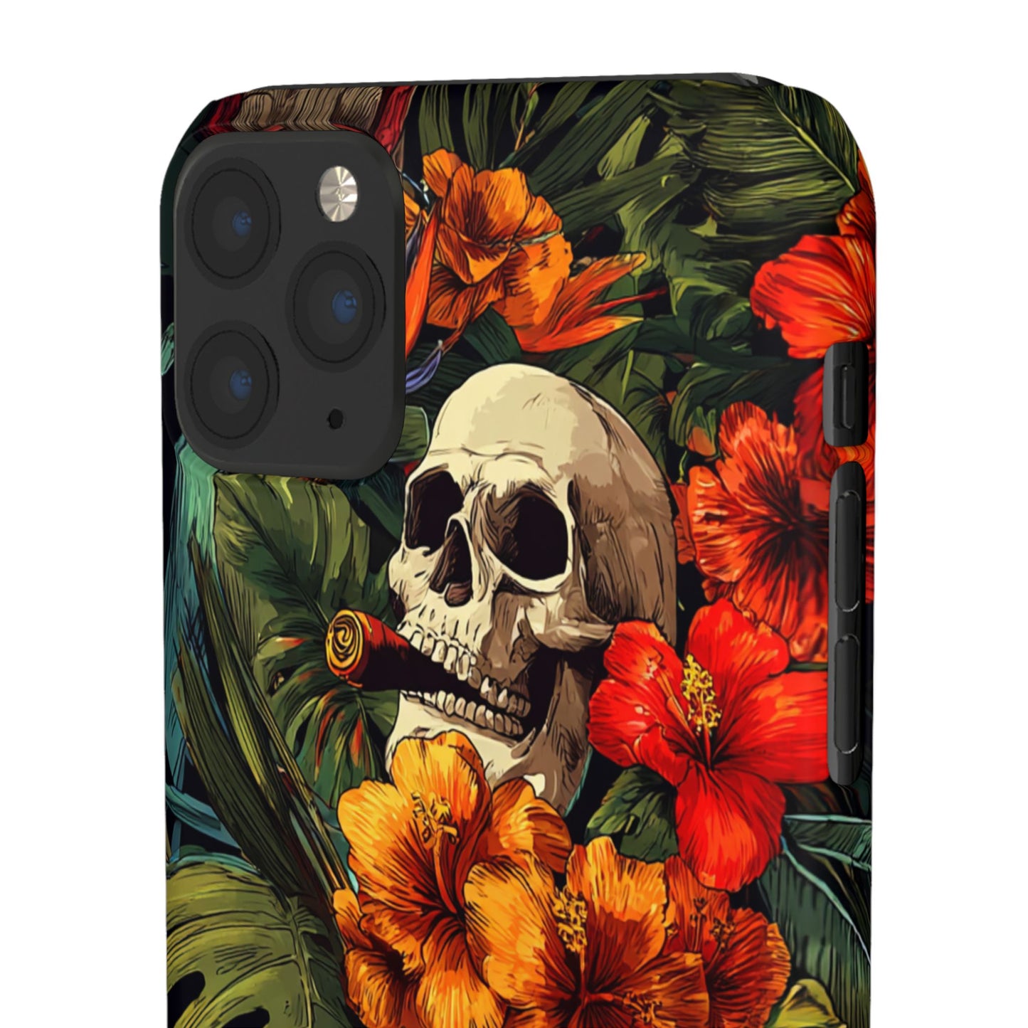 Tropical Skull Phone Case - Vibrant Floral Design, Skull Case for iPhone, Unique Tropical Art, Gift for Beach Lovers, Halloween Decor