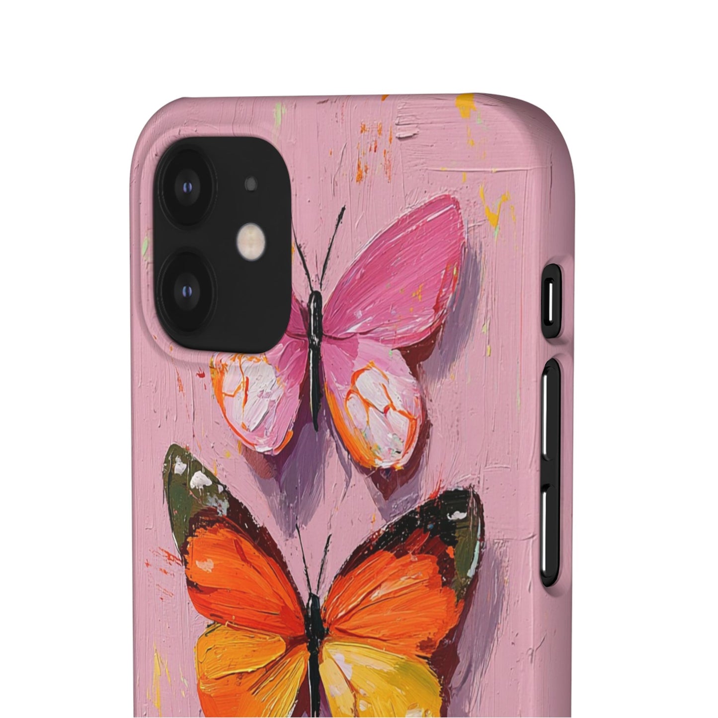 Pink Butterfly Snap Case Cover For iPhone and Samsung