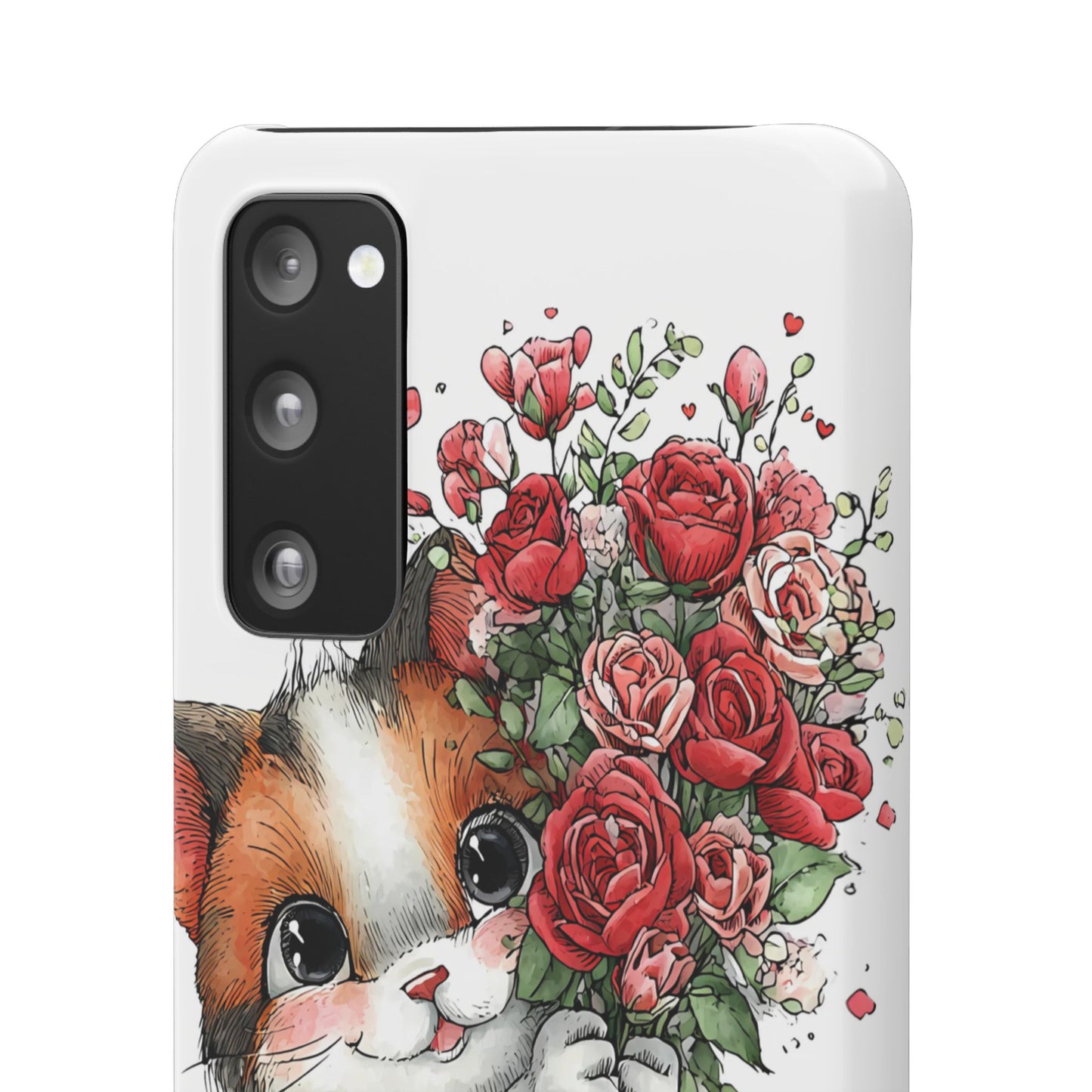 Cute Cat Snap Case with Floral Design, Pet Lovers Gift, Phone Protector for Valentine's Day, Cute Kitty Case, Animal Art Cover