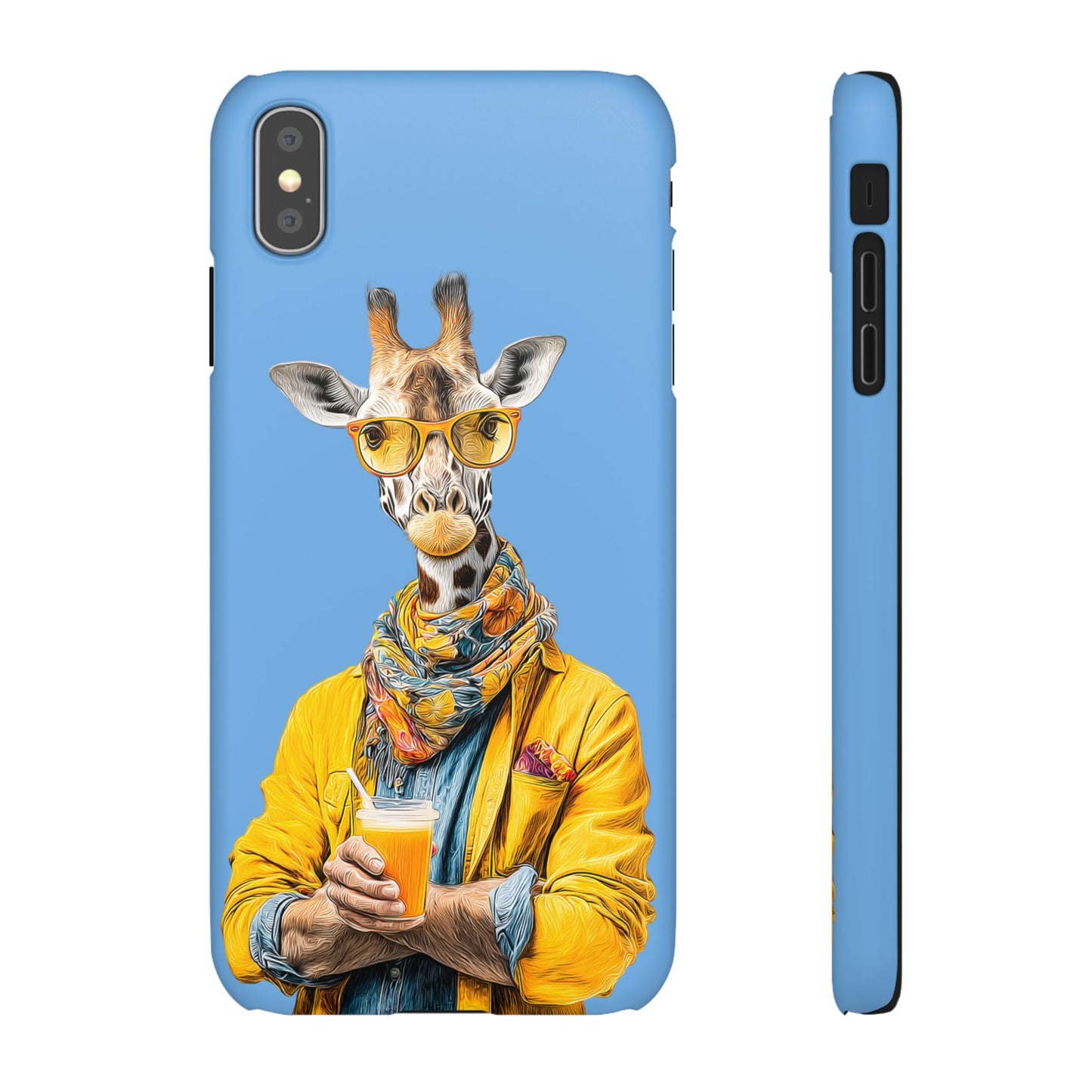 Giraffe Blue Snap Case Phone Cover for Animal Lover Iphone and Samsung models