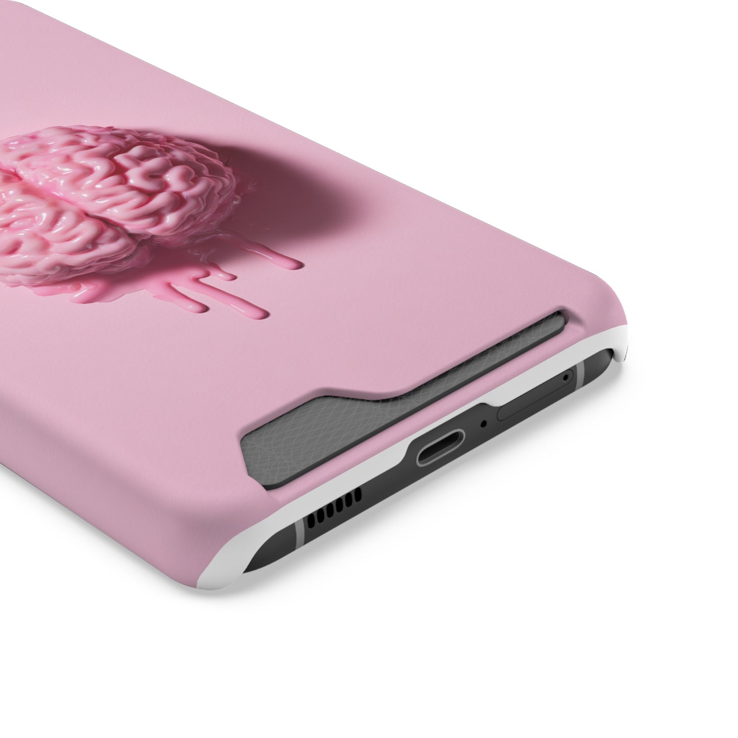 Brain Design Phone Case With Card Holder, Cute Tech Accessory, Unique Gift for Students, Stylish Phone Protection, Valentine's Day, Birthday