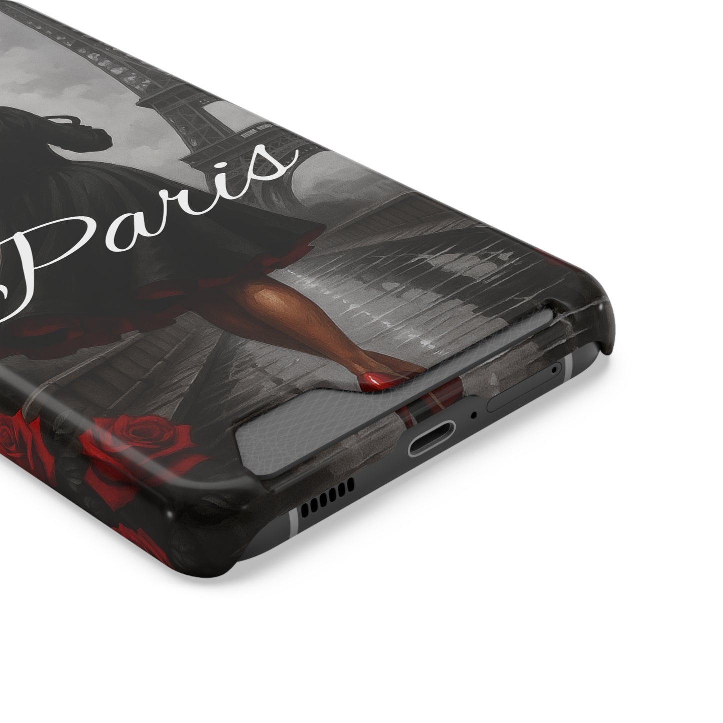 Elegant Parisian Phone Case with Card Holder, Stylish Gift for Travelers, Chic Accessory, Paris-themed, Practical Tech Holder