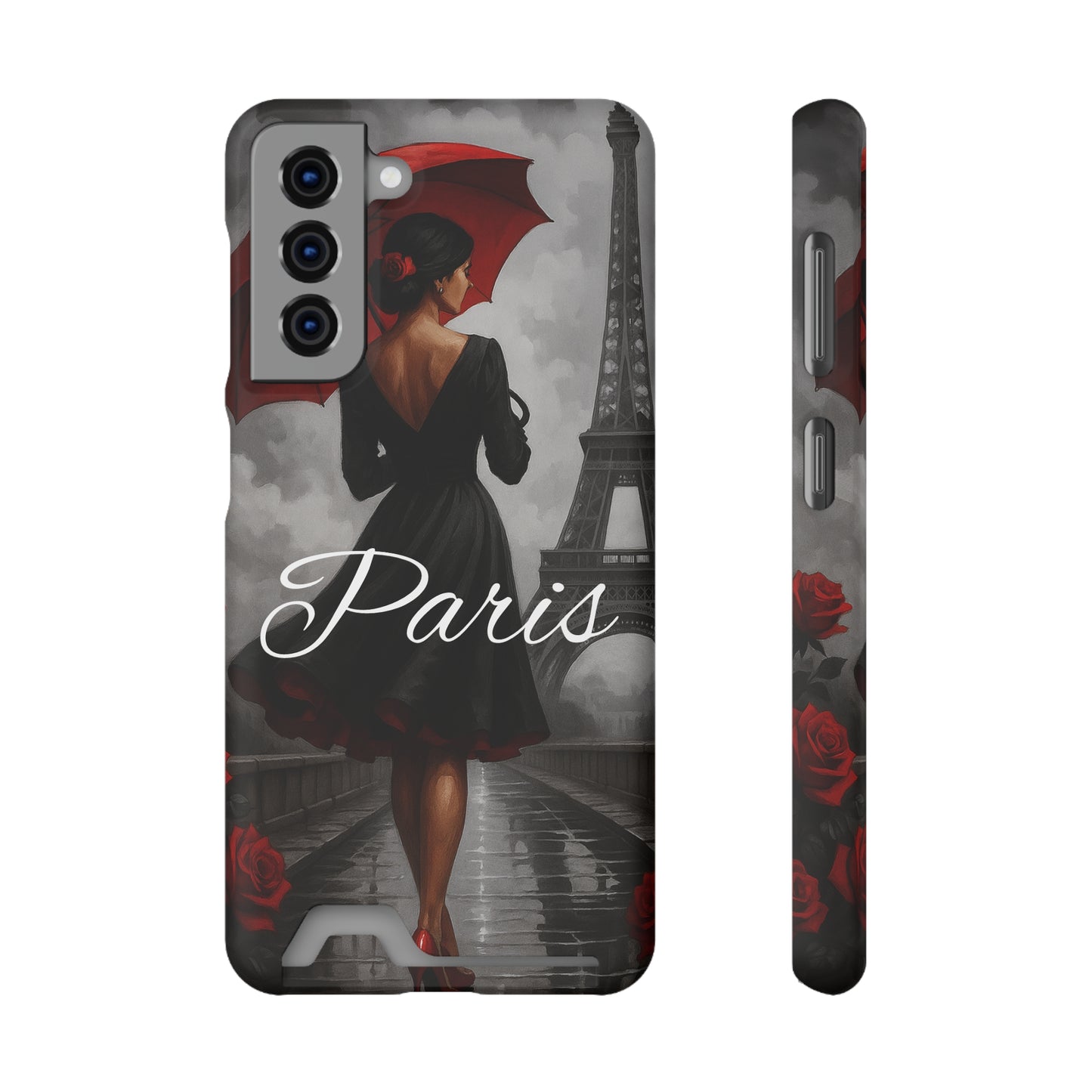 Elegant Parisian Phone Case with Card Holder, Stylish Gift for Travelers, Chic Accessory, Paris-themed, Practical Tech Holder