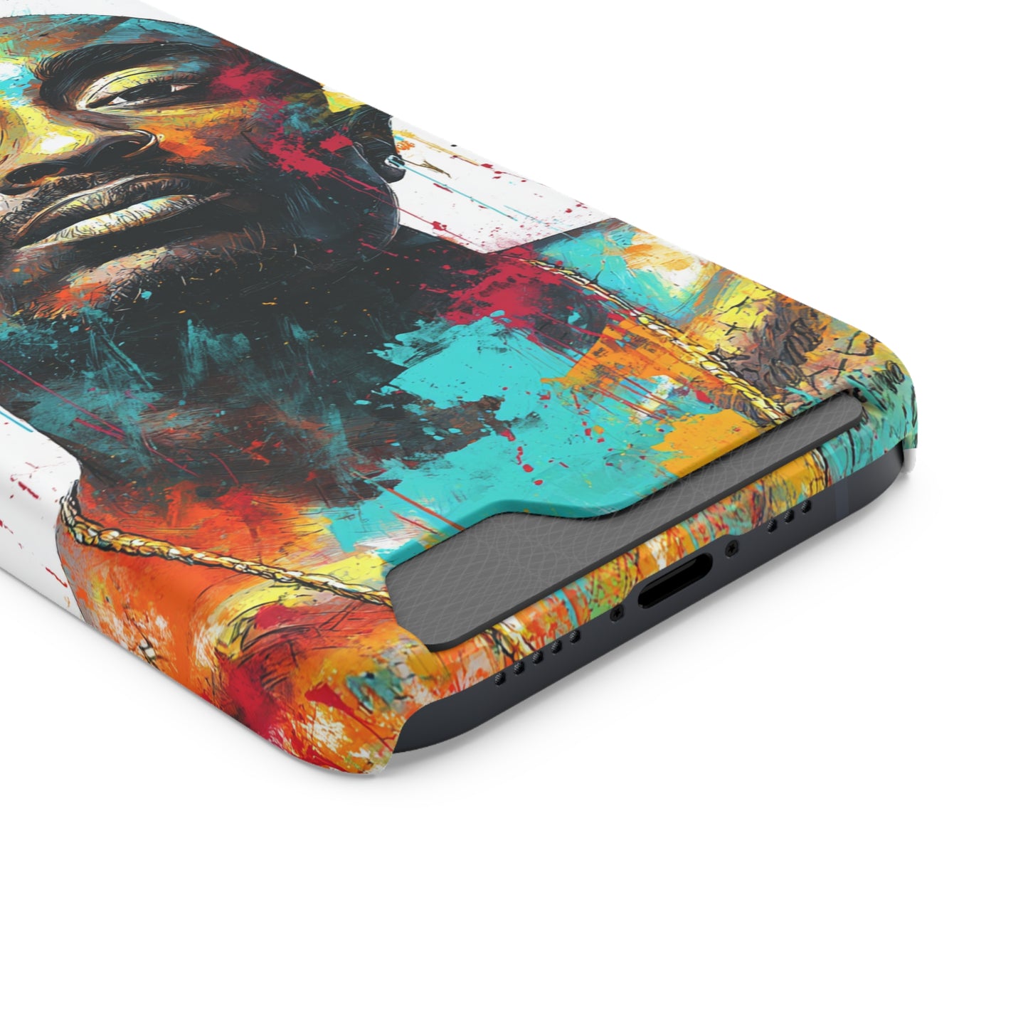 Vibrant Phone Case with Card Holder, Abstract Art Phone Cover, Stylish Smartphone Case, Unique Gift for Music Lovers, Hip-Hop Inspired Case