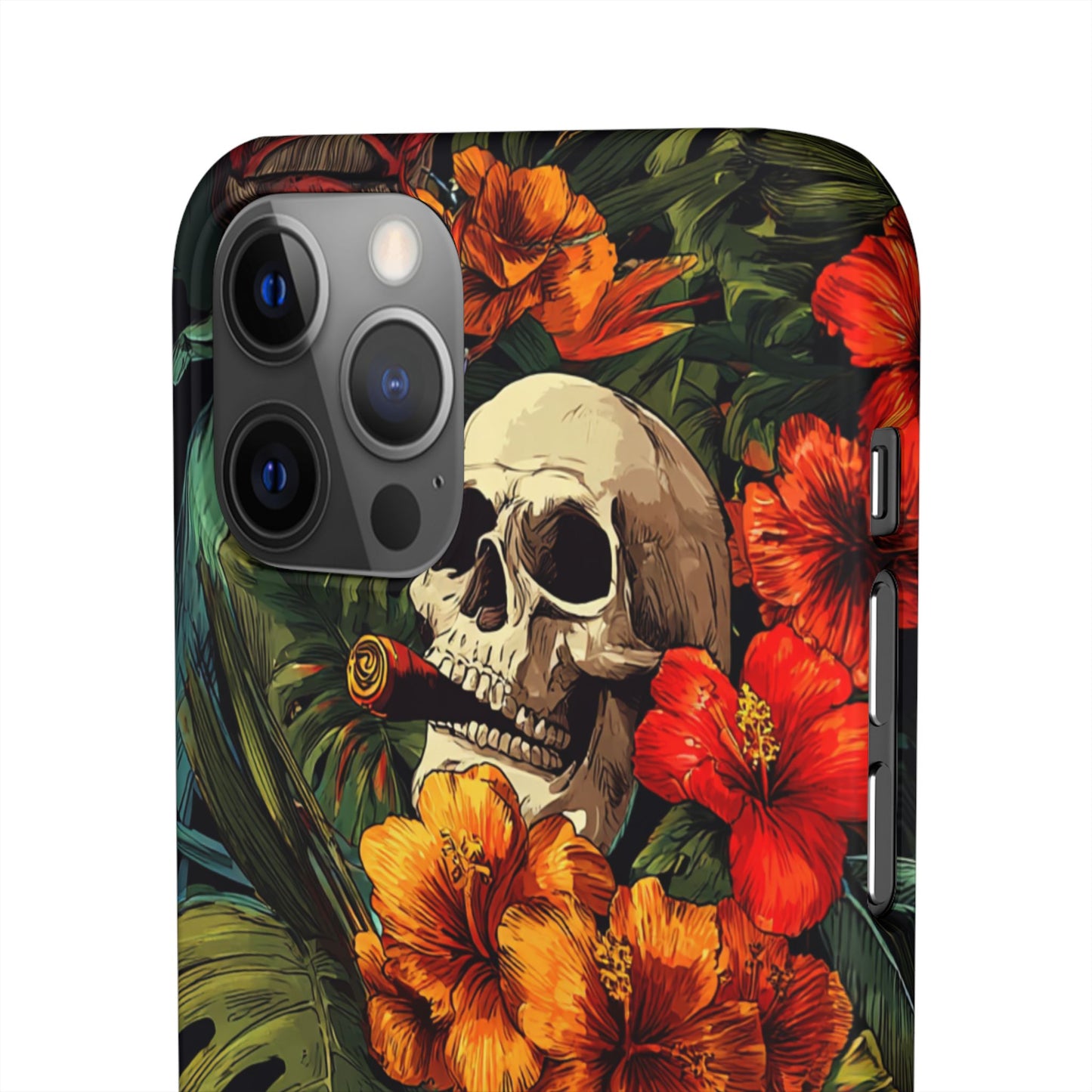Tropical Skull Phone Case - Vibrant Floral Design, Skull Case for iPhone, Unique Tropical Art, Gift for Beach Lovers, Halloween Decor