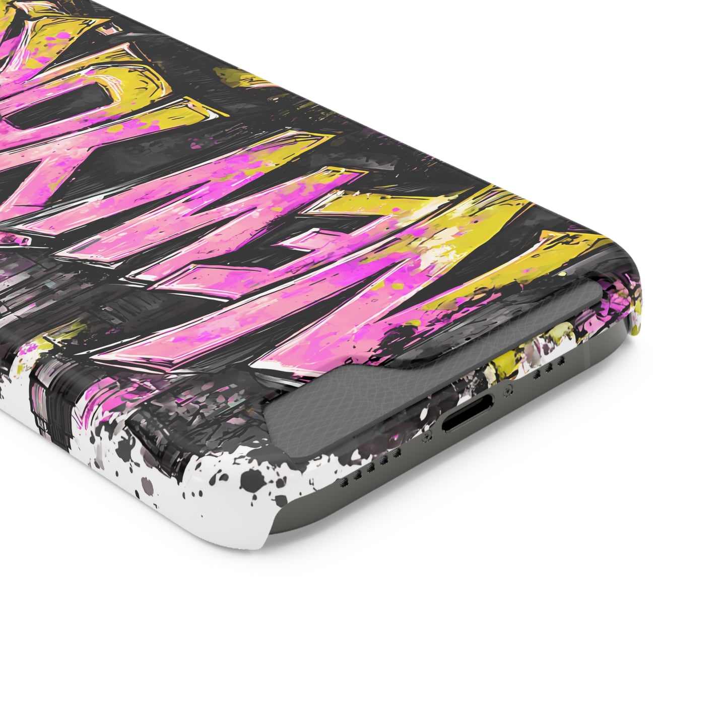 Urban Graffiti Phone Case with Card Holder, NY Street Art Phone Protection, Trendy Accessory, Gifts for City Lovers, Unique Tech Gift