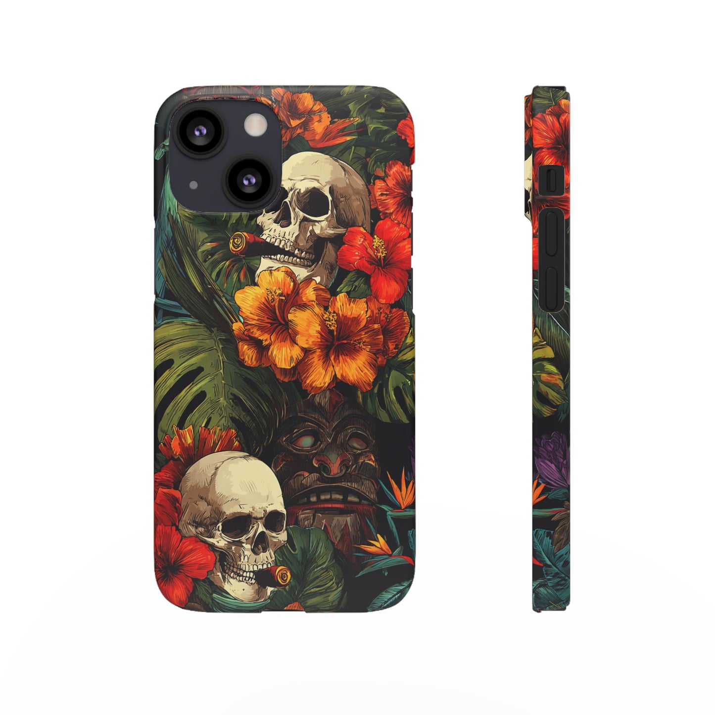 Tropical Skull Phone Case - Vibrant Floral Design, Skull Case for iPhone, Unique Tropical Art, Gift for Beach Lovers, Halloween Decor