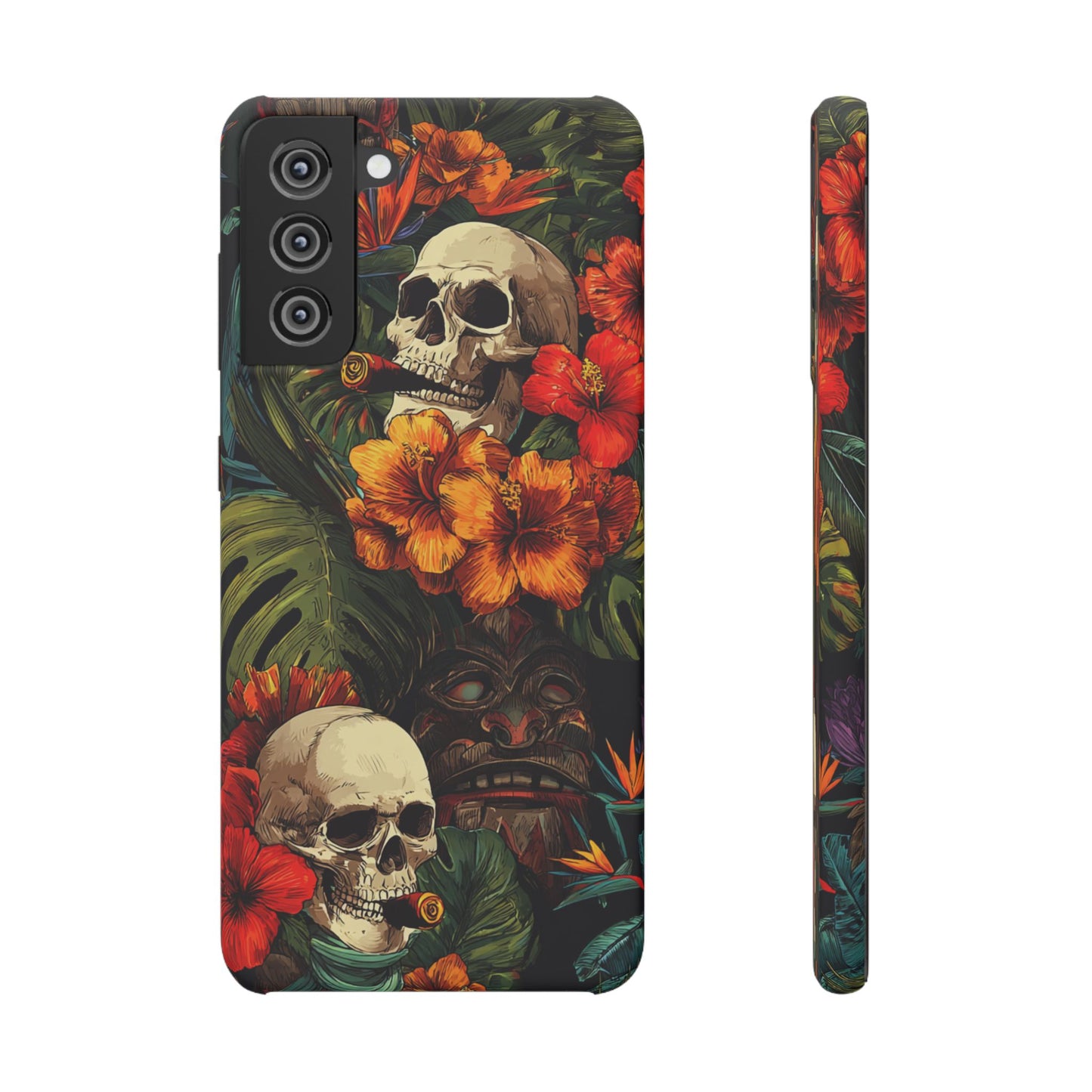 Tropical Skull Phone Case - Vibrant Floral Design, Skull Case for iPhone, Unique Tropical Art, Gift for Beach Lovers, Halloween Decor