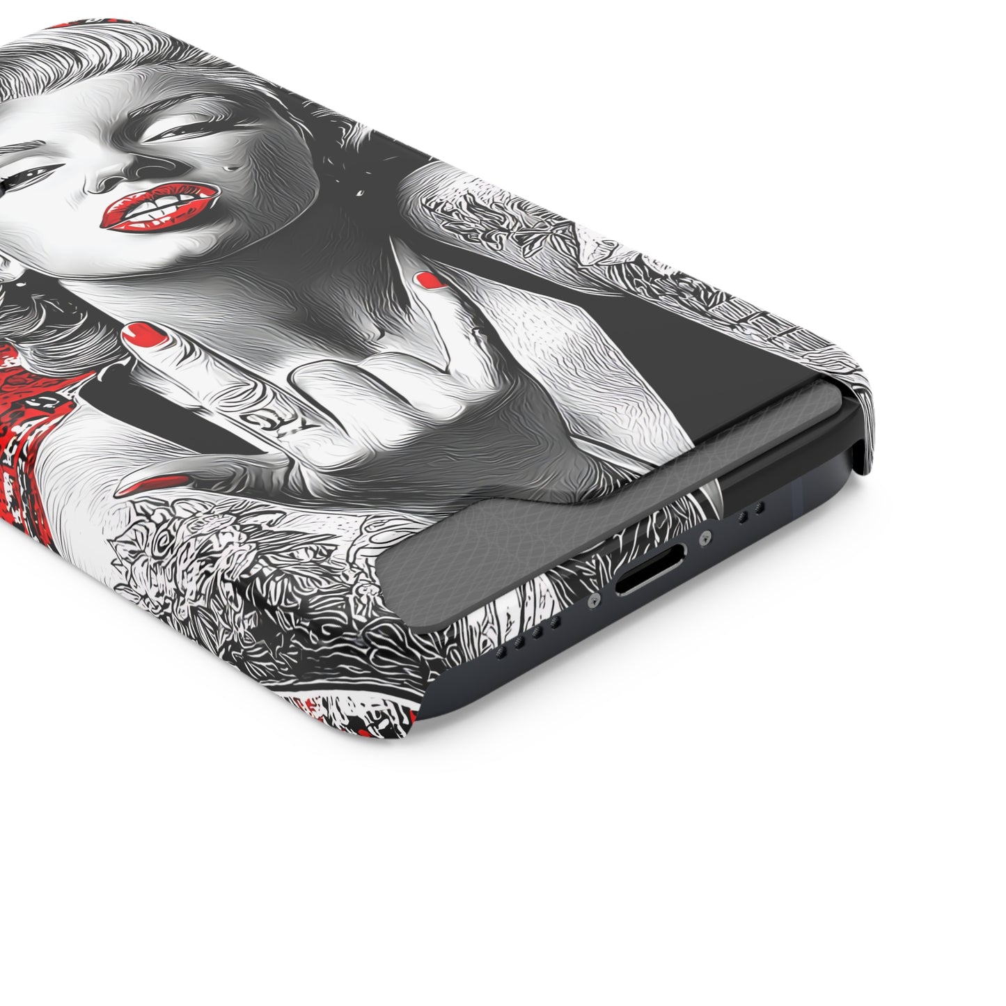 Bold Marilyn Monroe Phone Case with Card Holder, Stylish Phone Cover, Unique Gift for Her, Pop Culture Accessory, Modern Art Decor