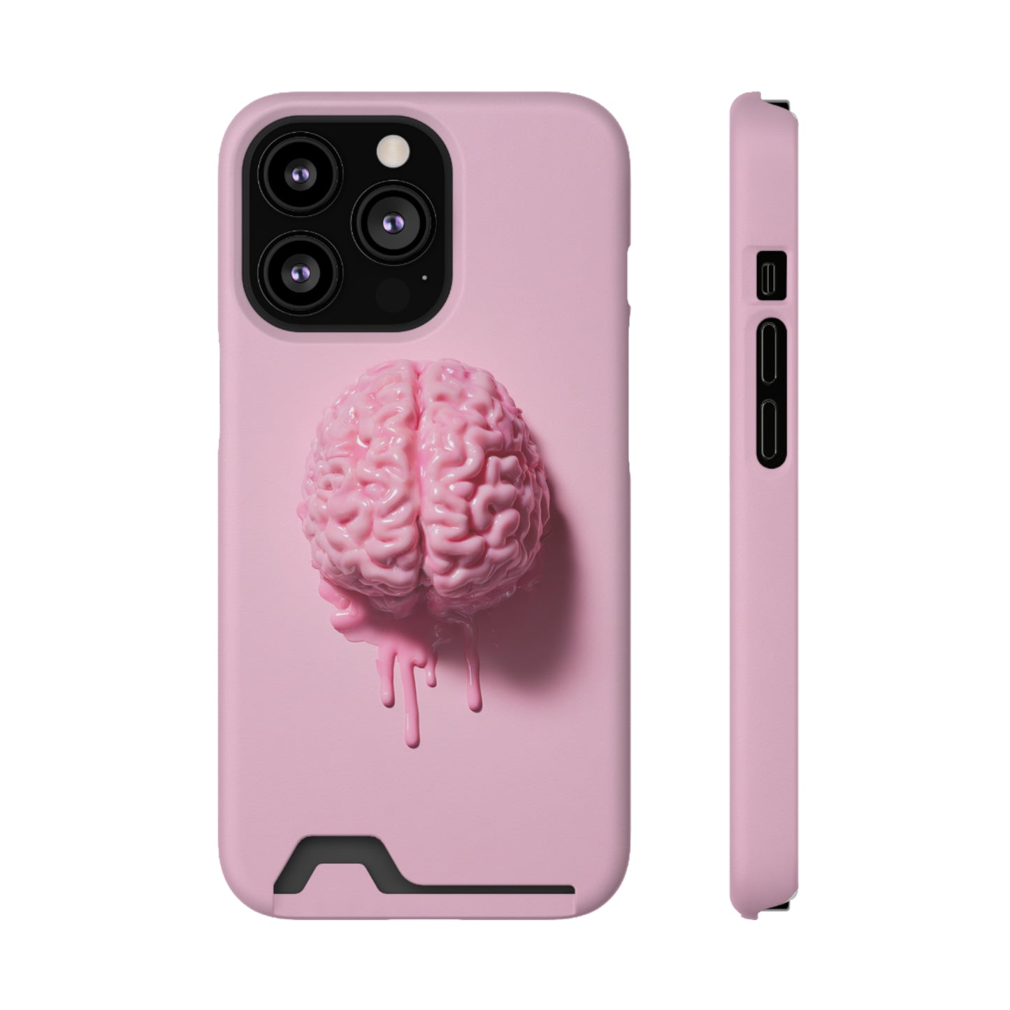 Brain Design Phone Case With Card Holder, Cute Tech Accessory, Unique Gift for Students, Stylish Phone Protection, Valentine's Day, Birthday
