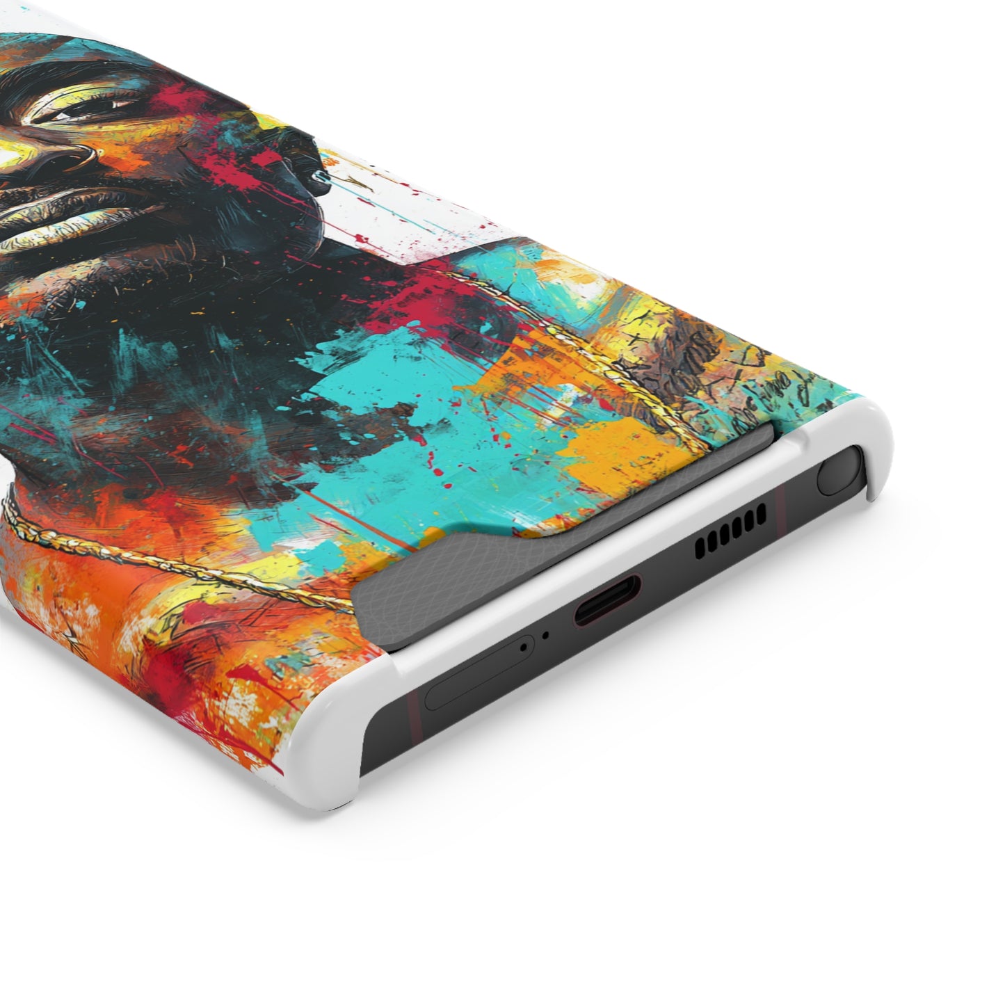 Vibrant Phone Case with Card Holder, Abstract Art Phone Cover, Stylish Smartphone Case, Unique Gift for Music Lovers, Hip-Hop Inspired Case