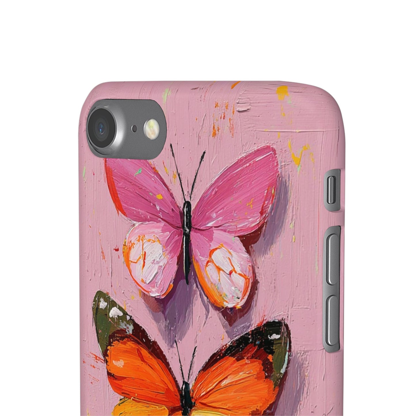 Pink Butterfly Snap Case Cover For iPhone and Samsung