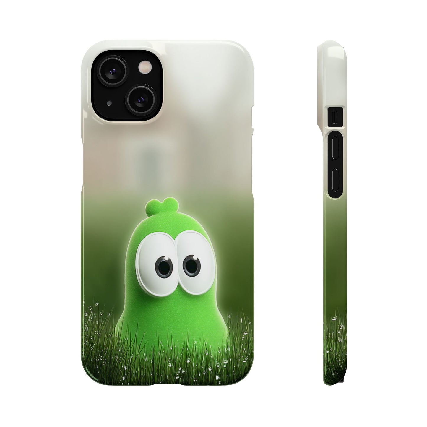 Cute Green Creature Phone Case, Snap Cases, Green Monster Phone Cover, Fun Phone Accessory, Playful Gift for Kids