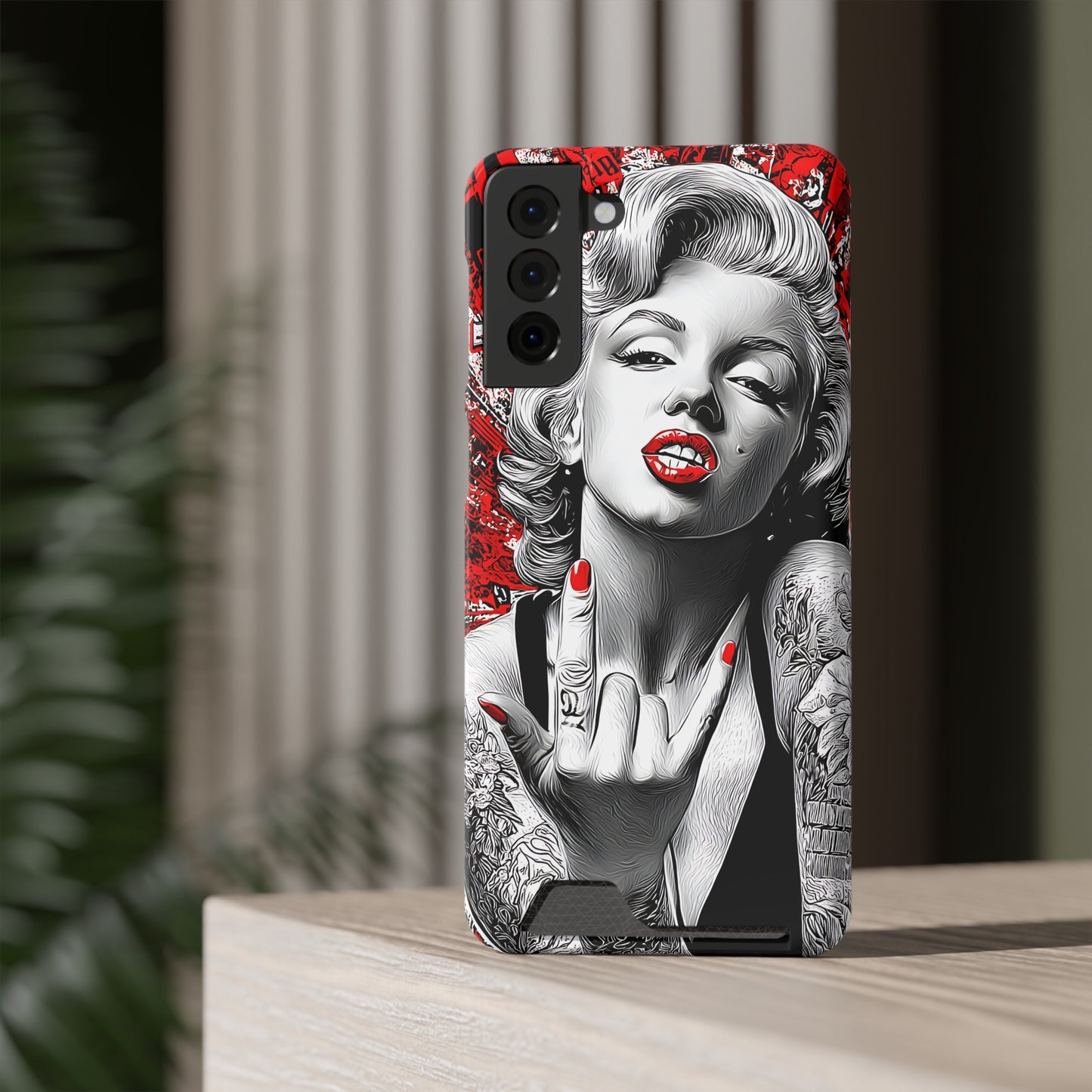 Bold Marilyn Monroe Phone Case with Card Holder, Stylish Phone Cover, Unique Gift for Her, Pop Culture Accessory, Modern Art Decor