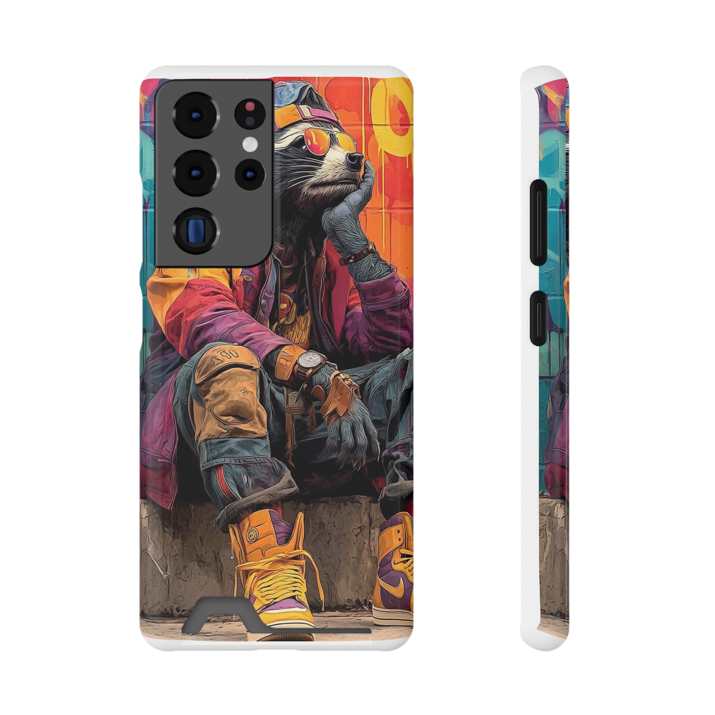 Stylish Phone Case With Card Holder, Trendy Mobile Accessory, Urban Art, Perfect Gift for Teens, Cool Gadget for Everyday Use