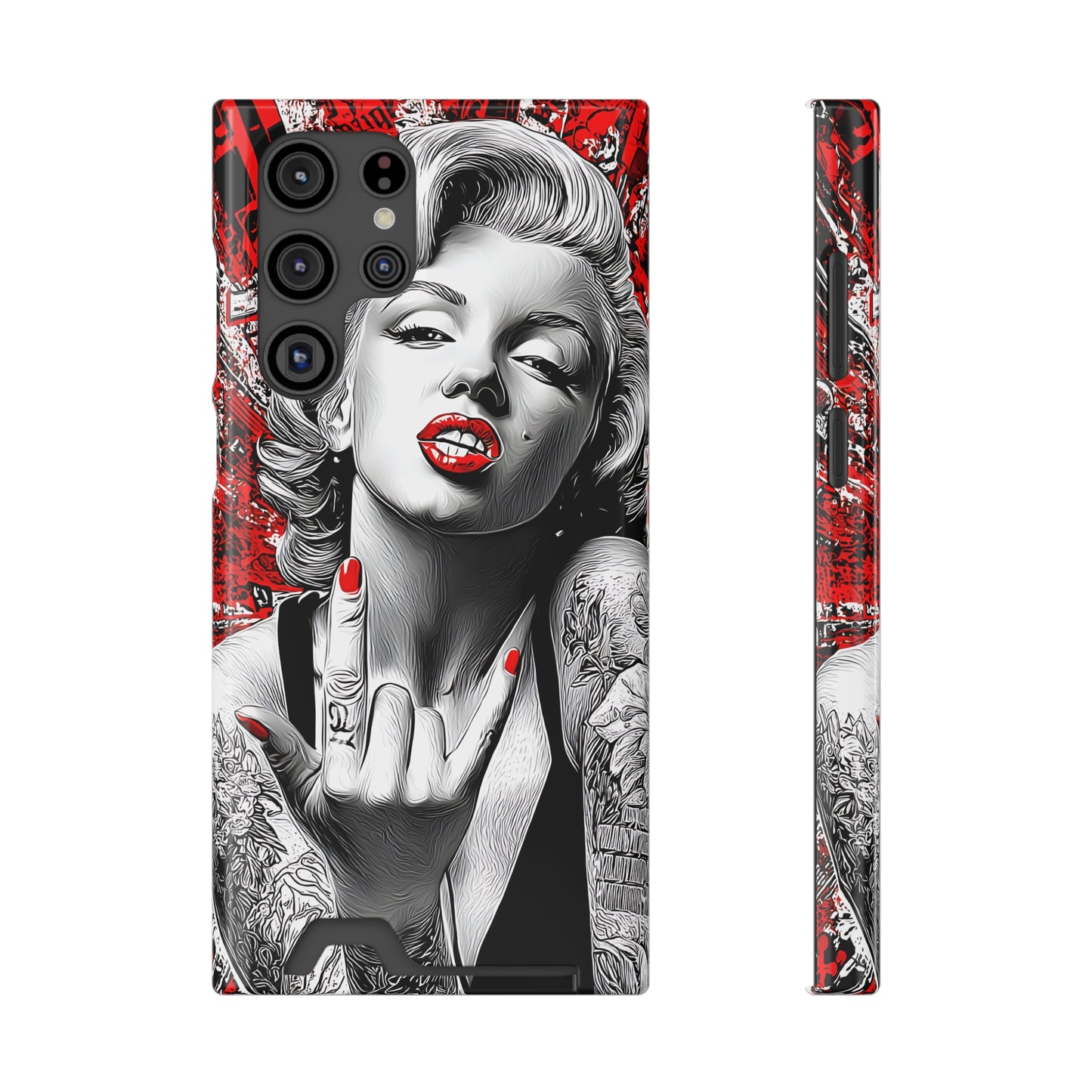 Bold Marilyn Monroe Phone Case with Card Holder, Stylish Phone Cover, Unique Gift for Her, Pop Culture Accessory, Modern Art Decor