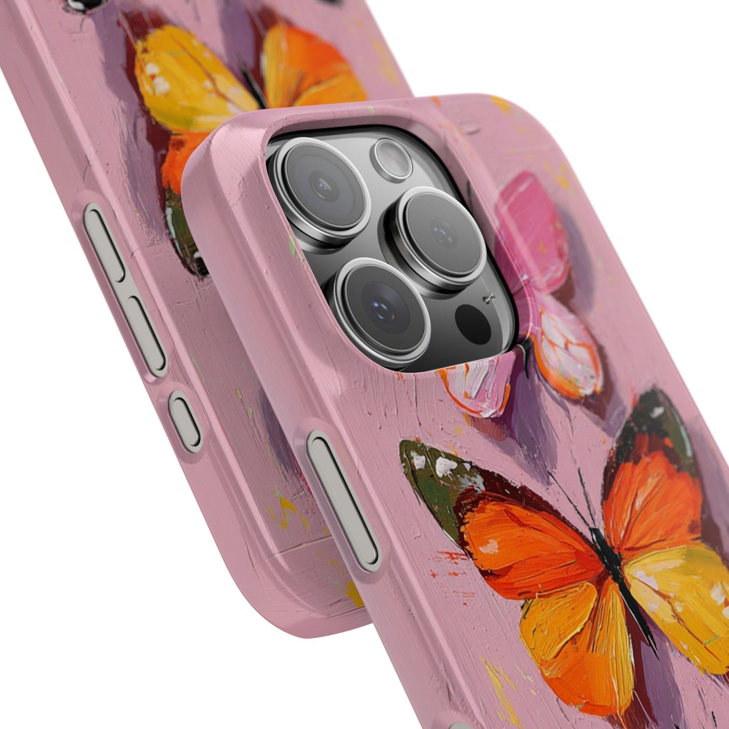 Pink Butterfly Snap Case Cover For iPhone and Samsung