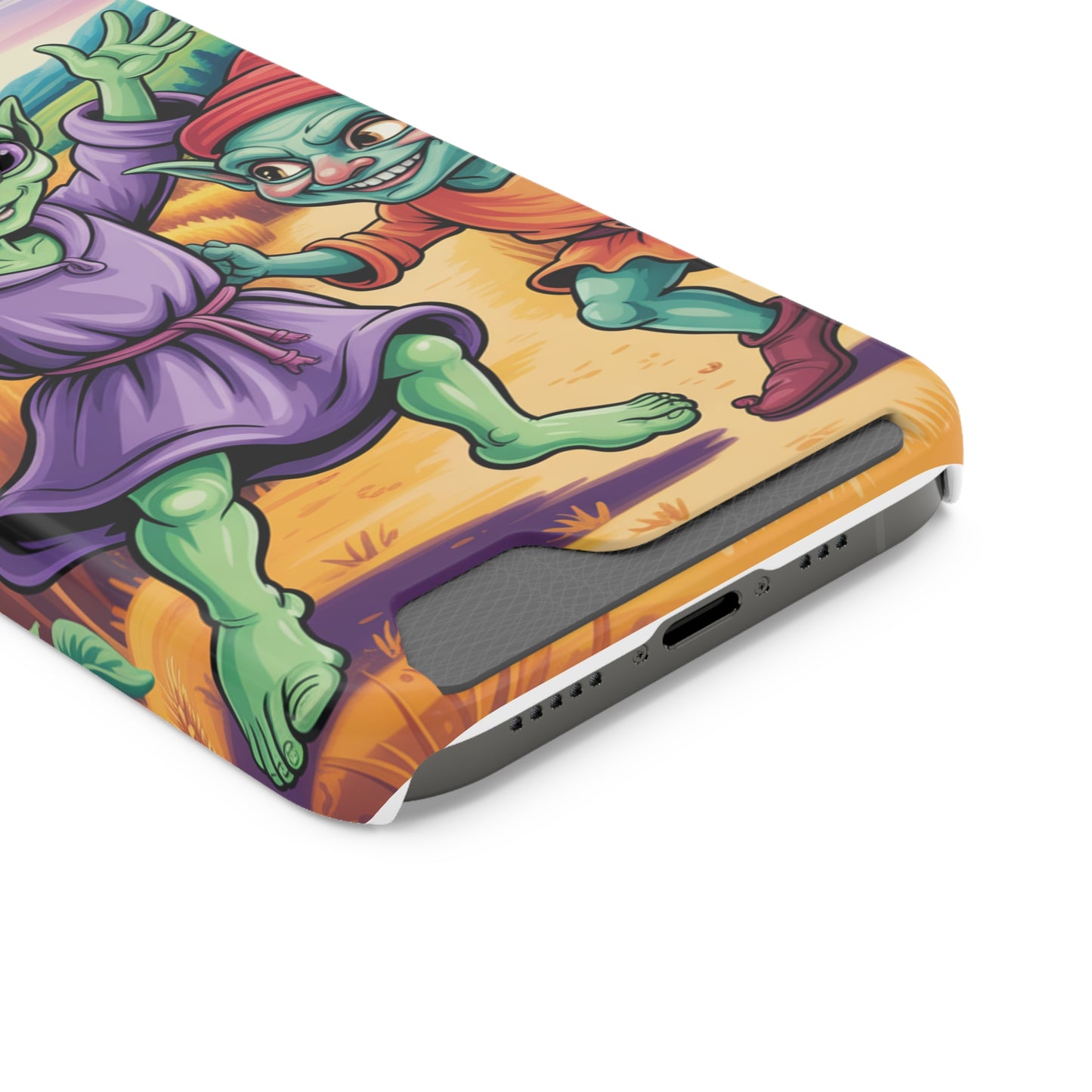 Playful Alien Phone Case with Card Holder | Cute Green Characters | Gift for Kids, Sci-Fi Fanatic, Birthday Fun, Unique Design