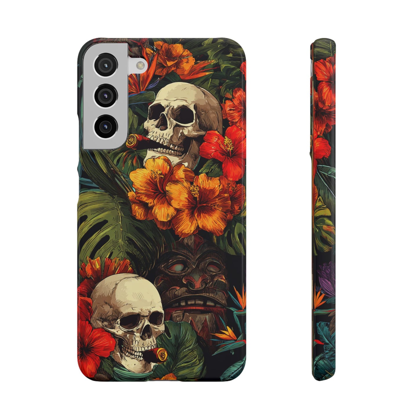 Tropical Skull Phone Case - Vibrant Floral Design, Skull Case for iPhone, Unique Tropical Art, Gift for Beach Lovers, Halloween Decor
